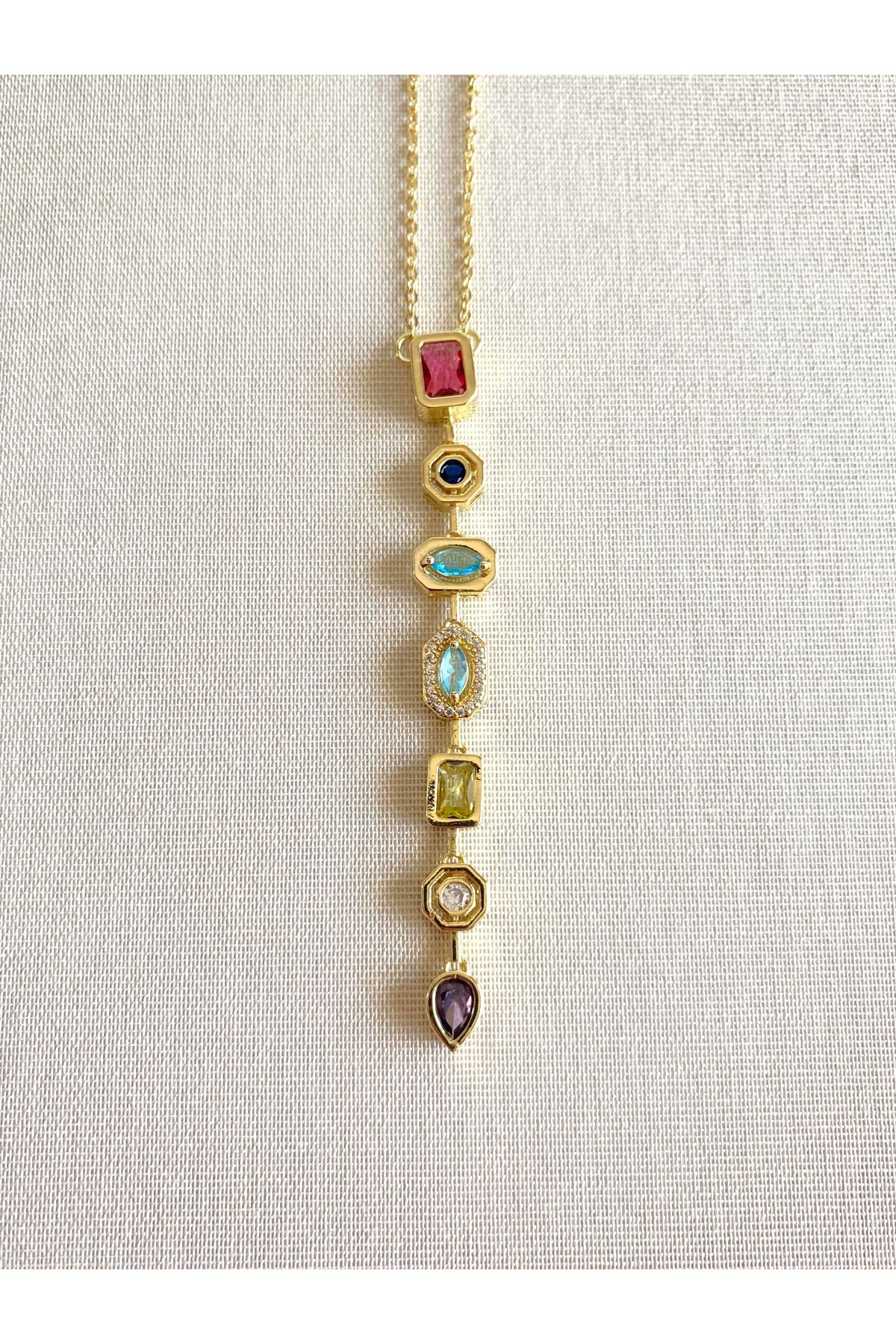 FIERA JEWELRY Y Model Zirkon Taşlı Sallantılı Kadın Kolye