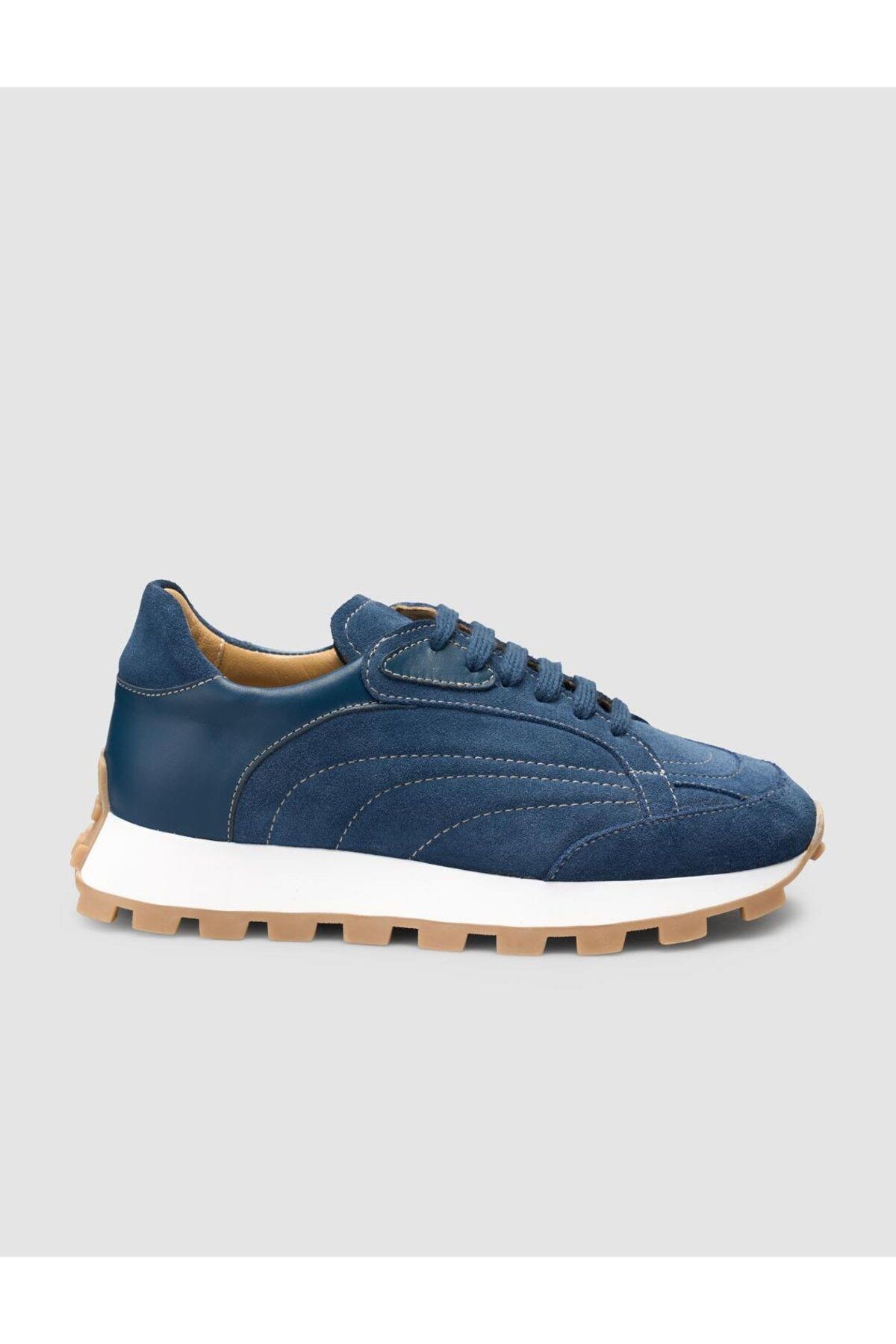 Cabani %100 Hakiki Deri Mavi Kadın Sneaker