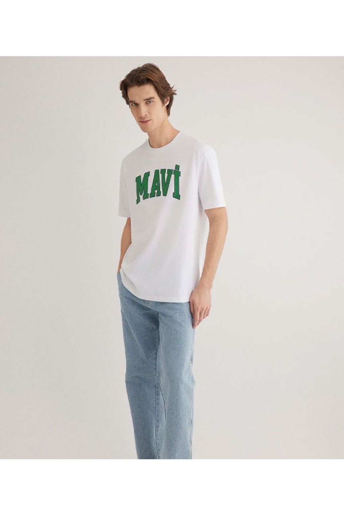 MENA Bisiklet Yaka Beyaz T-shirt