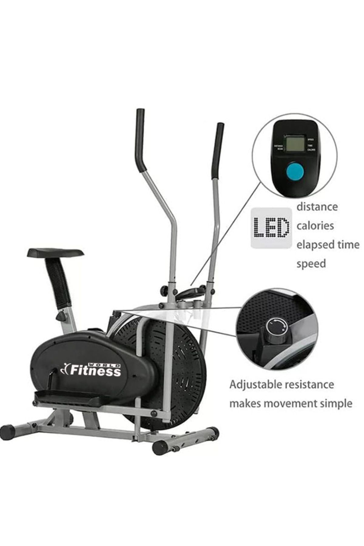 Fitness World-Orbitrek Exercise Bike Elliptical Orbitrek Exercise Machine with LCD Display 3