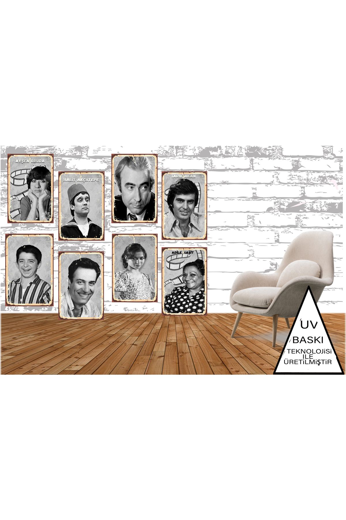 TAKIFİX Yeşilçam Nostalji Kemal Sunal Münir Özkul Temalı 10 Adet Her Biri 20 x 30 CM MDF Duvar Tablosu 02