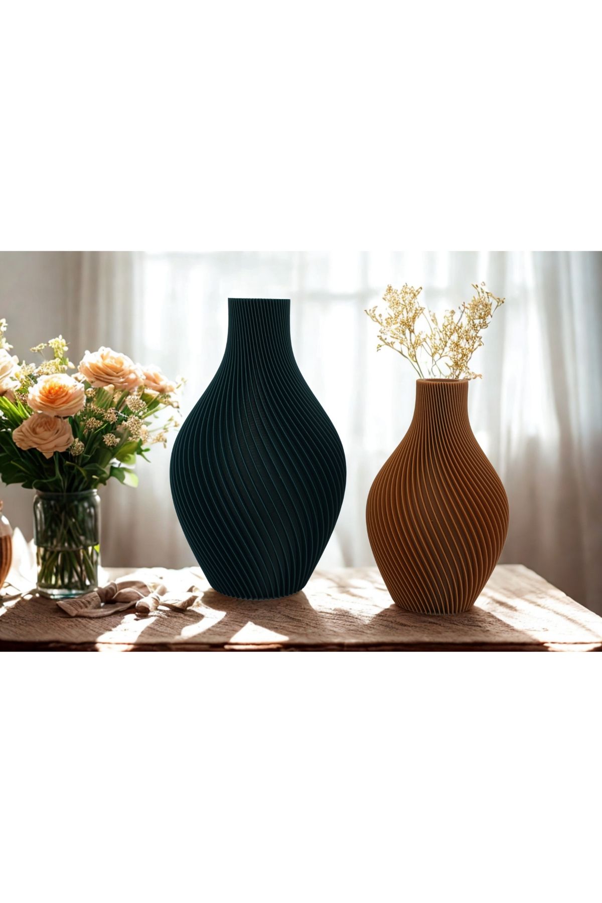 homedekorrs Sarmal Desenli 3D vazo 2'li Set