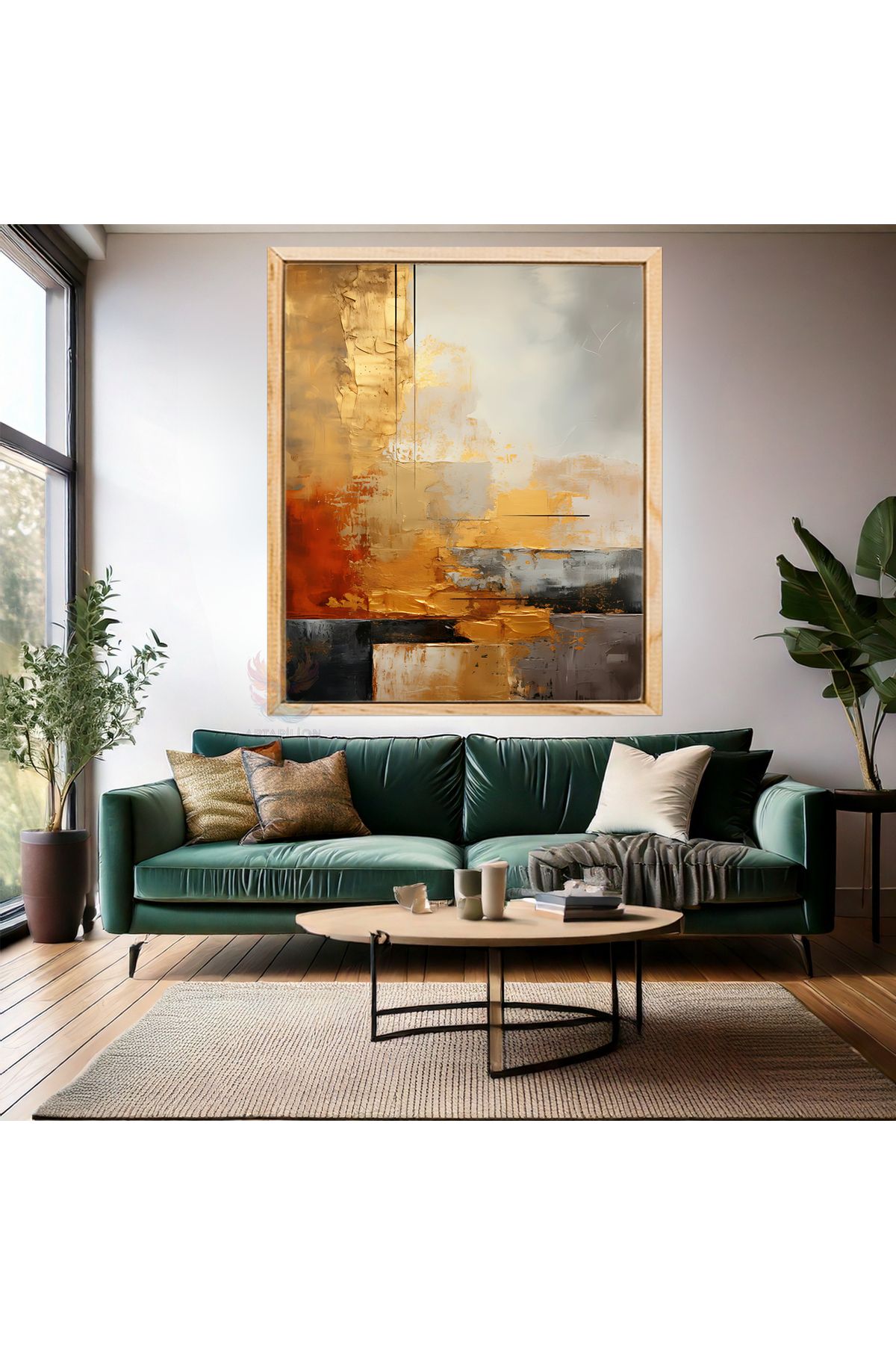 Artarilion Soyut Şık ve Sade Ahşap Çerçeveli MDF Tablo Modern Tablo Salon Tablosu Ev Dekorasyon Duvar Tablosu