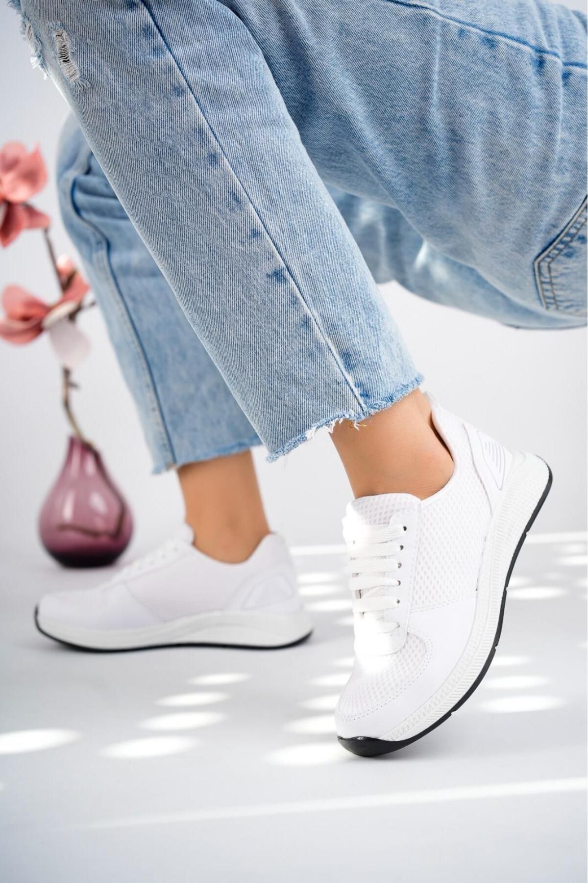 Jagra outdoors Beyaz - Kadın Fileli Sneaker Günlük Ayakkabı