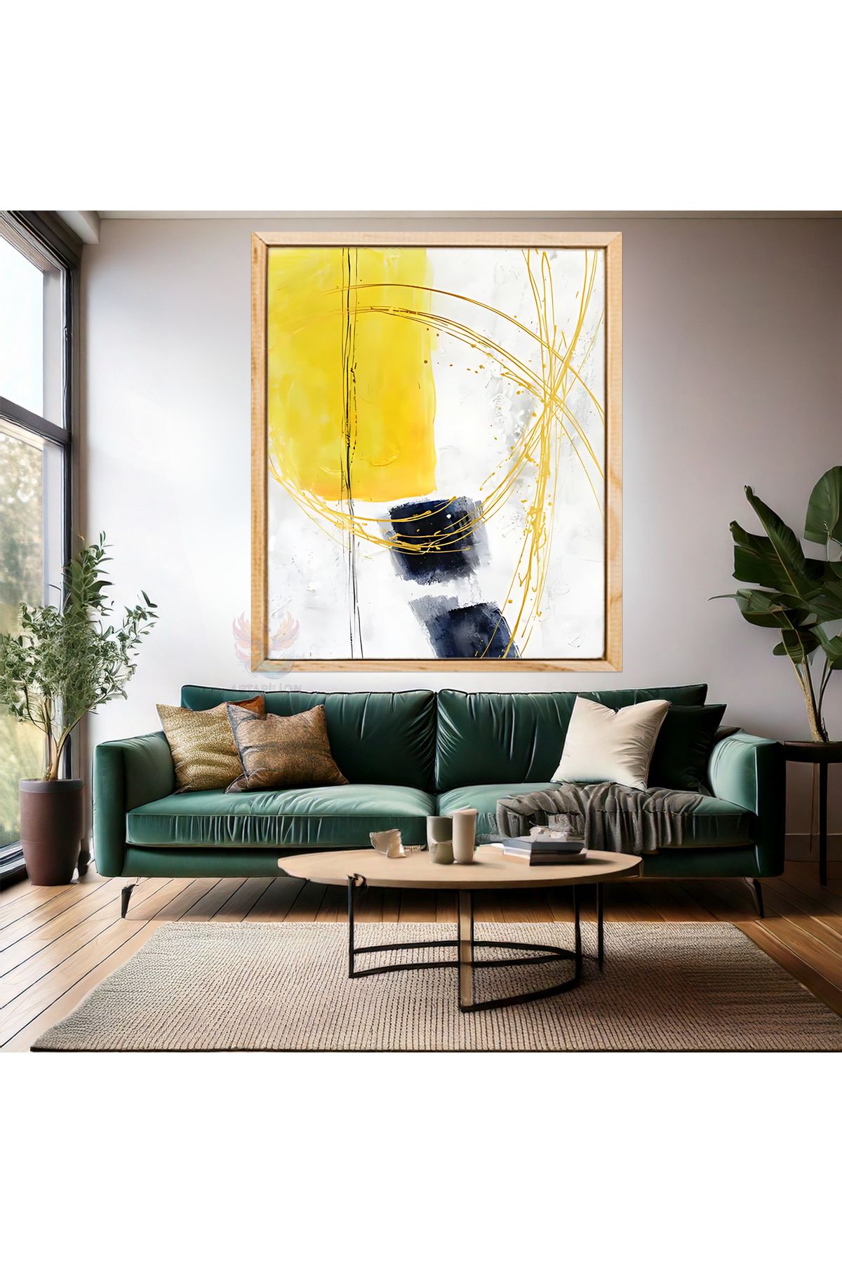 Artarilion Soyut Tasarım Ahşap Çerçeveli MDF Tablo Renkli Fırça Darbeleri Modern Salon Tablosu Ev Dekorasyonu