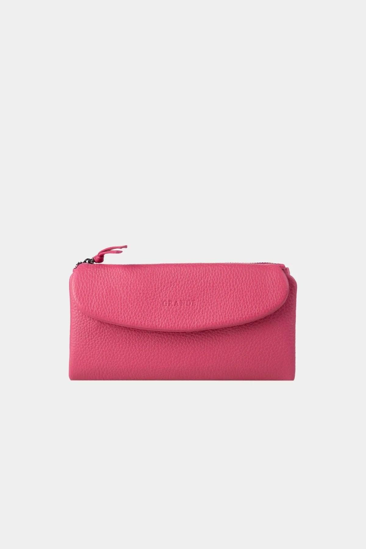 Grande Hakiki Deri Kadın Cüzdanı Pembe 2602