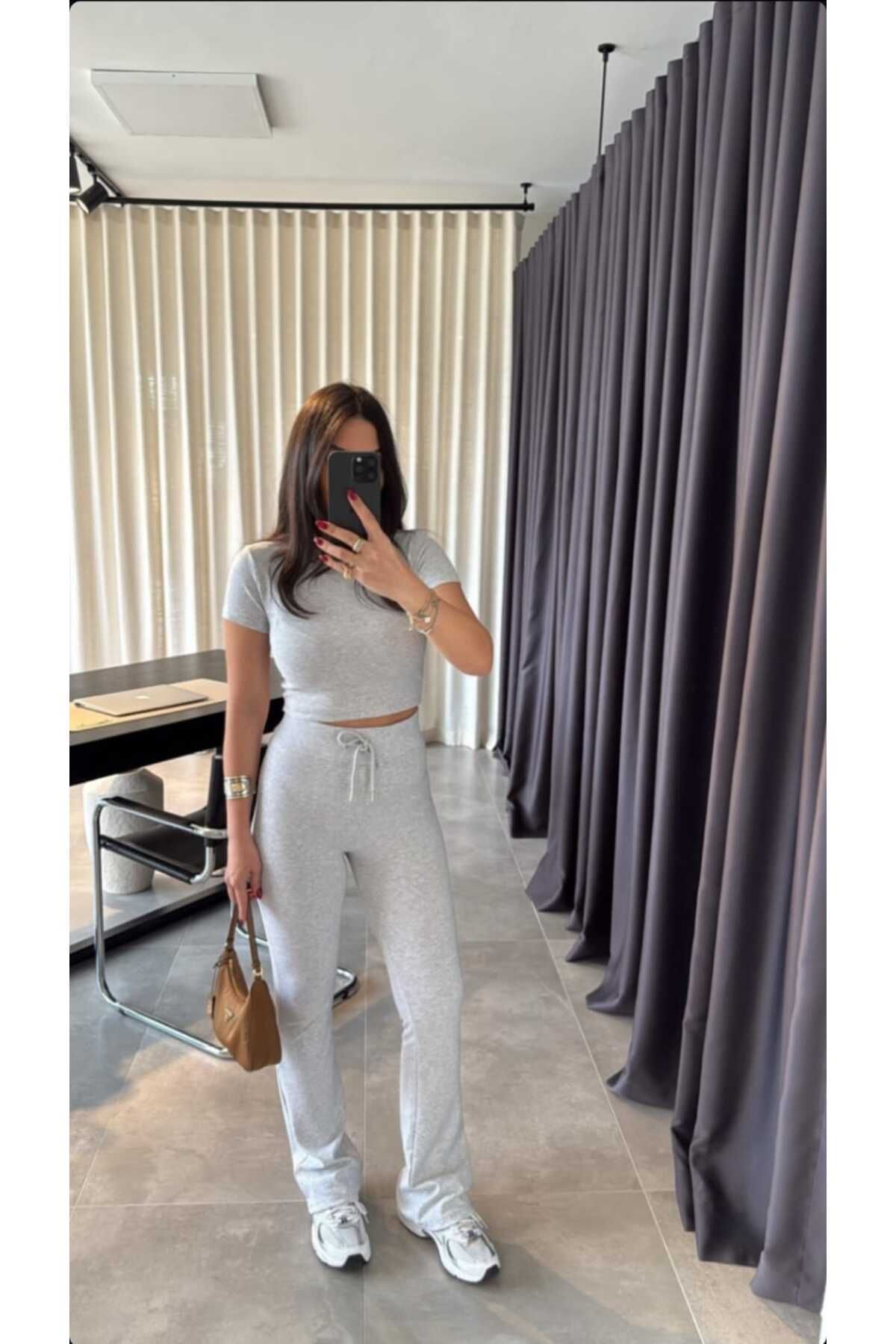 Lavanta Giyim EŞOMAN CROP İKİLİ SPOR TAKIM