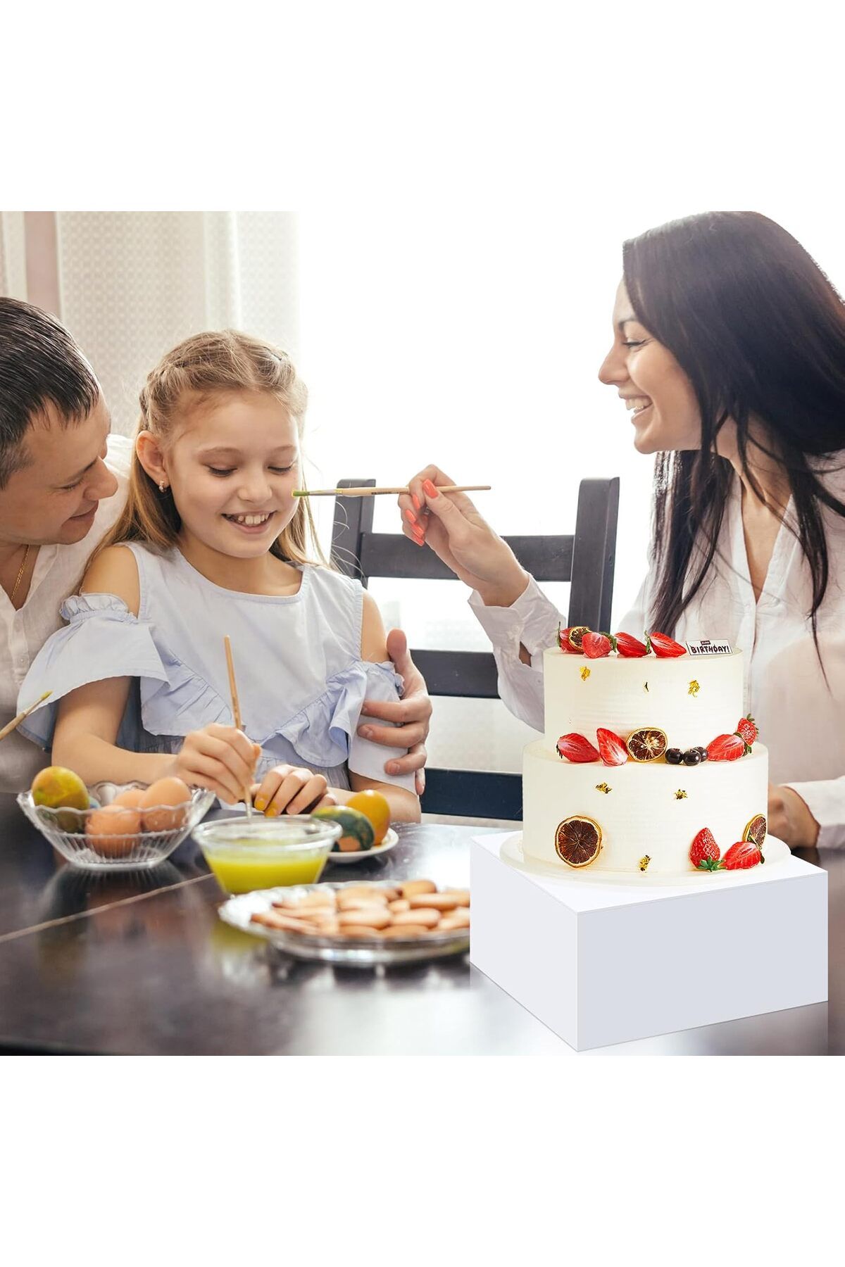 Generic-7 قطع من صناديق العرض الأكريليكية ذات المكعب الأكريليكي، صندوق أكريليك 5 جوانب مع قاع مجوف، 7 مقاسات (أبيض) 7
