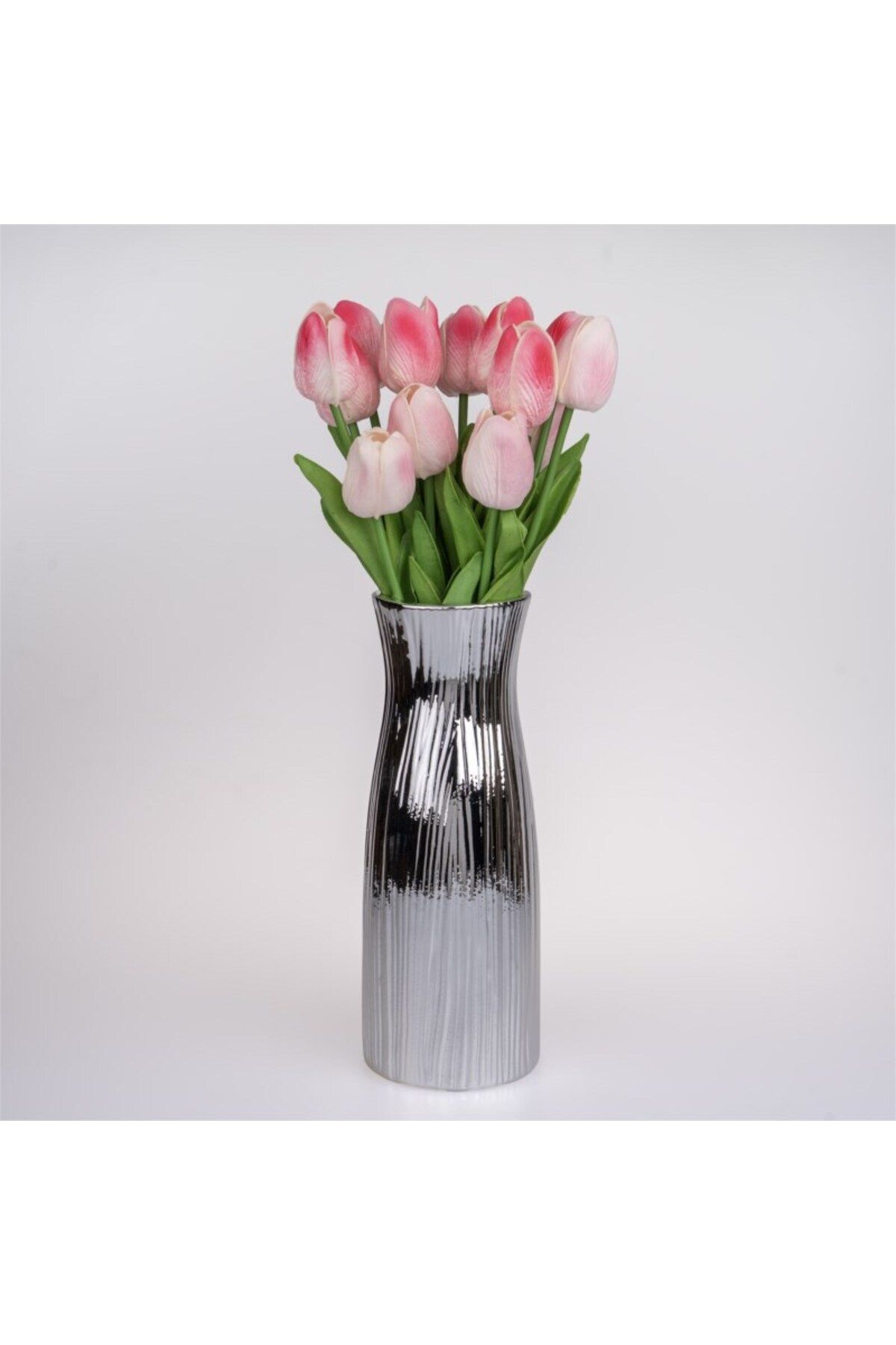 Hinora Seramik 24 Cm Çizgili Dekoratif Vazo 24x9x9cm