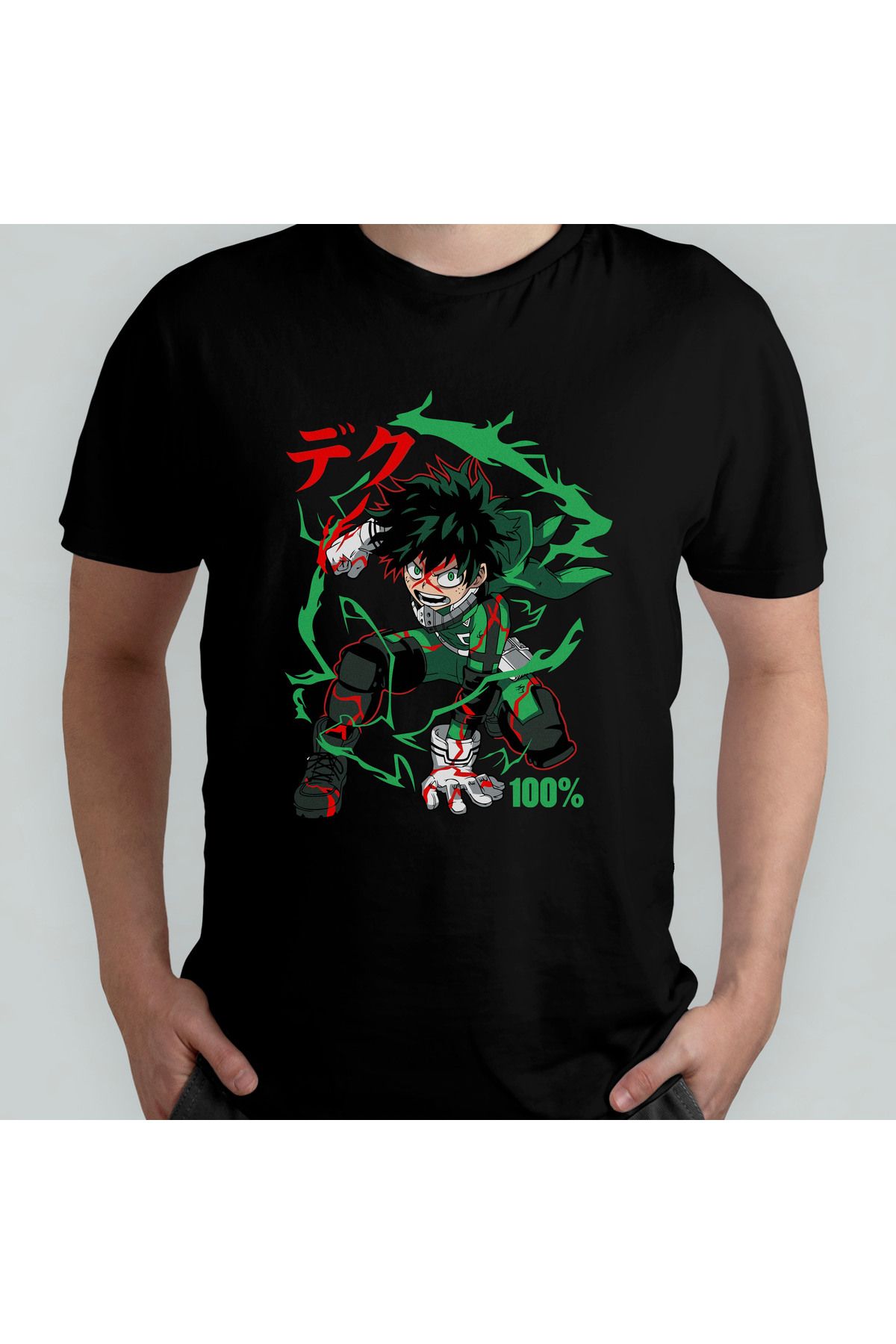 Pixxa My Hero Academia Deku Midoriya Unisex %100 Pamuklu Bisiklet Yaka T-Shirt Model 4