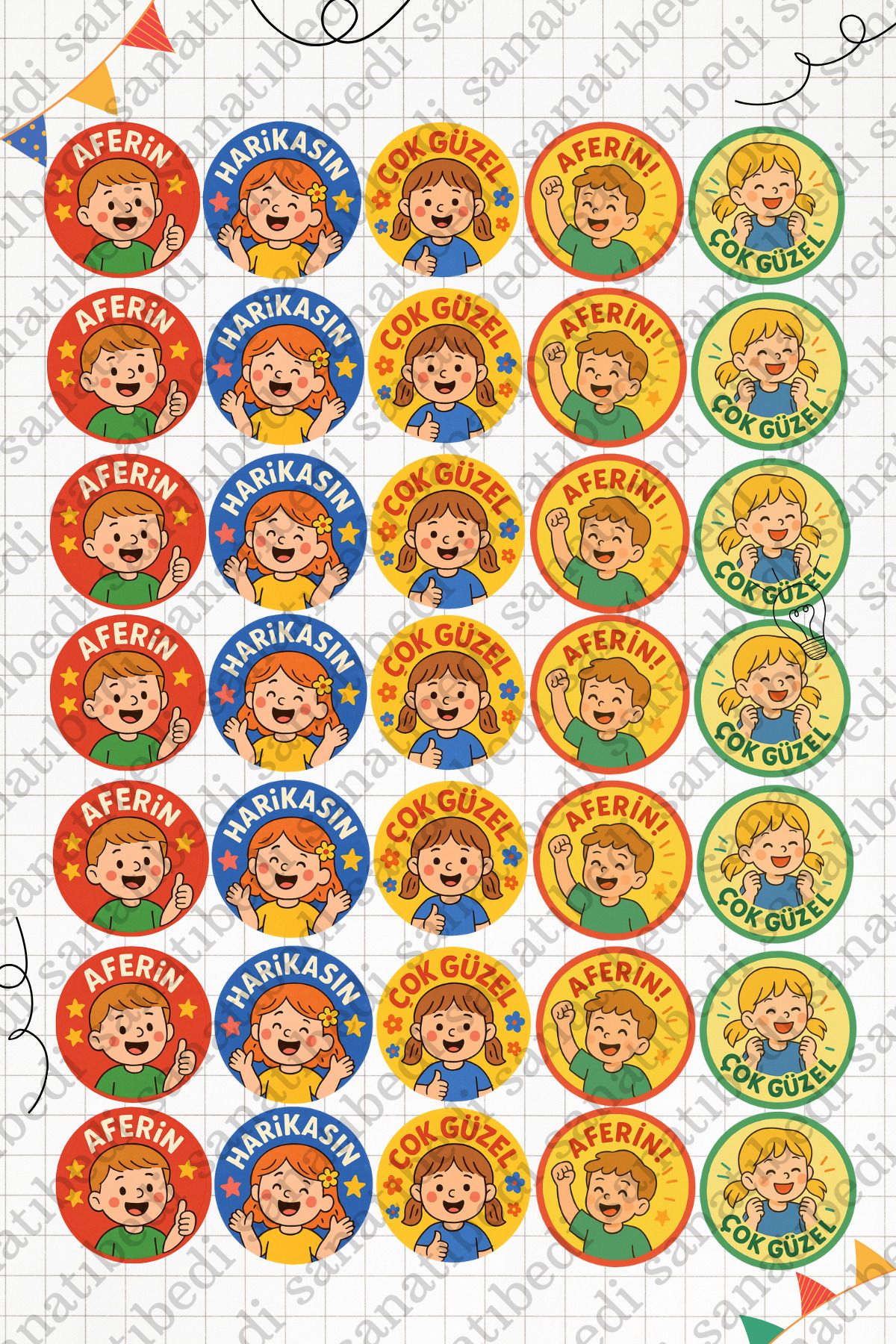 sanatıbedi 100 Adet Öğretmenler için Okul Ödev Etiketi - Karne Okul Öğrenci Motivasyon Ödev Sticker 3x3 cm