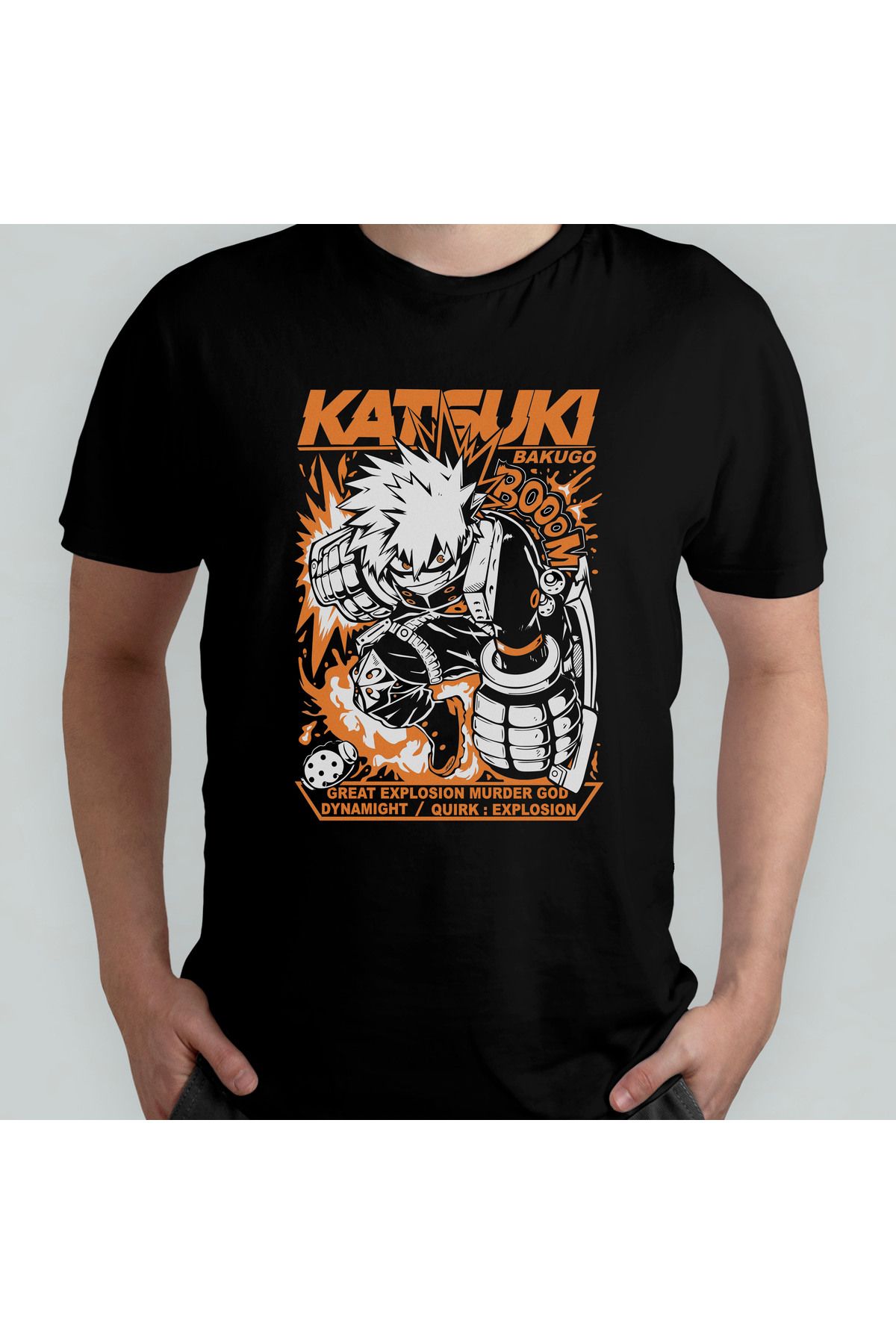 Pixxa My Hero Academia Katsuki Bakugo Unisex %100 Pamuklu Bisiklet Yaka T-Shirt Model 3