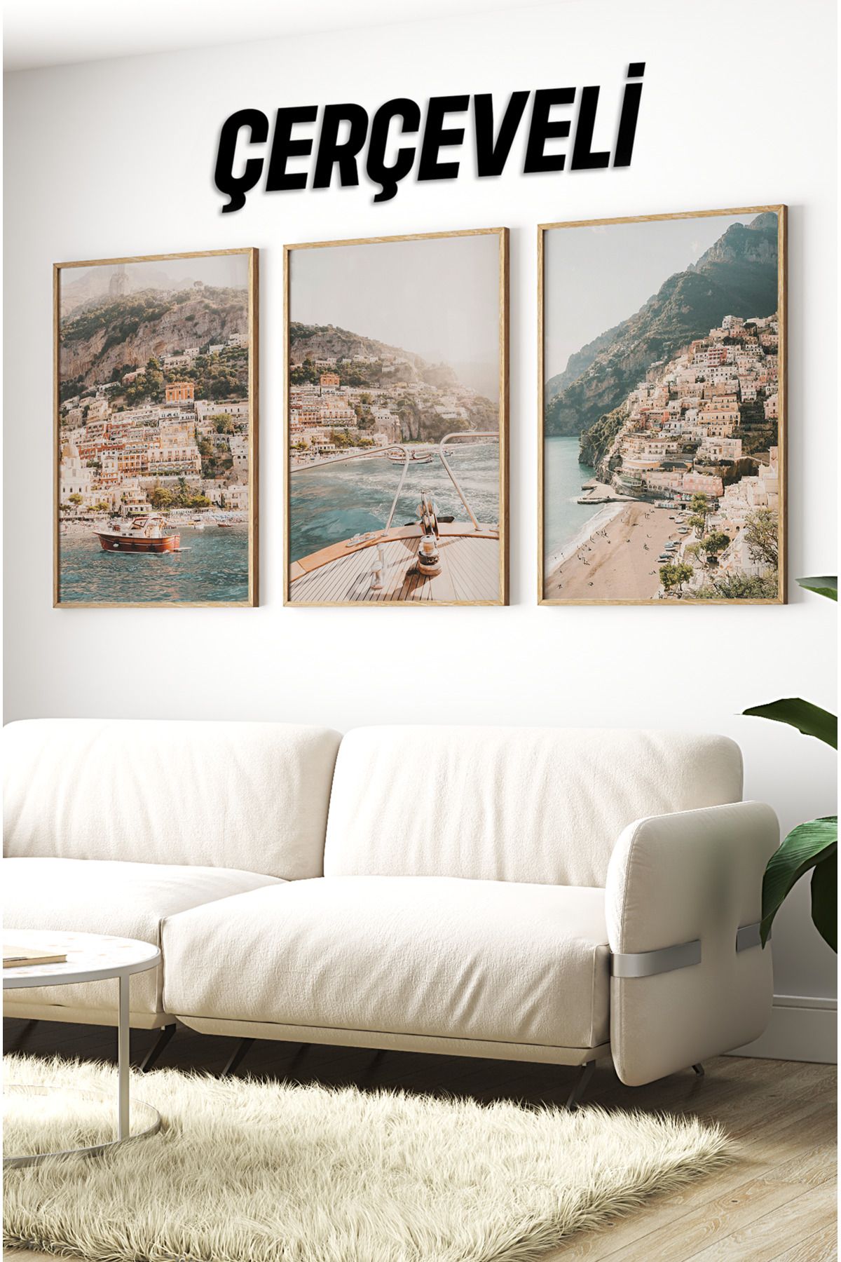 kutuTR Ahşap Çerçeveli Mdf Tablo Seti Salon Ve Oturma Odası Için Çt3097