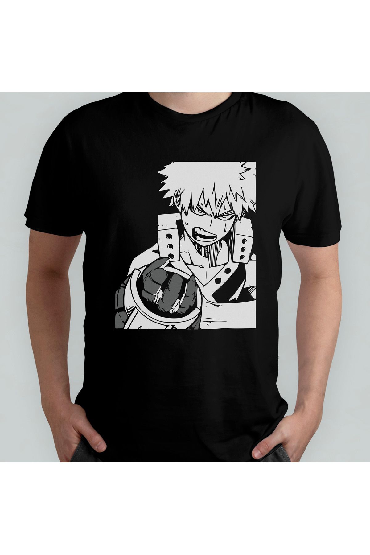 Pixxa My Hero Academia Katsuki Bakugo Unisex %100 Pamuklu Bisiklet Yaka T-Shirt Model 6
