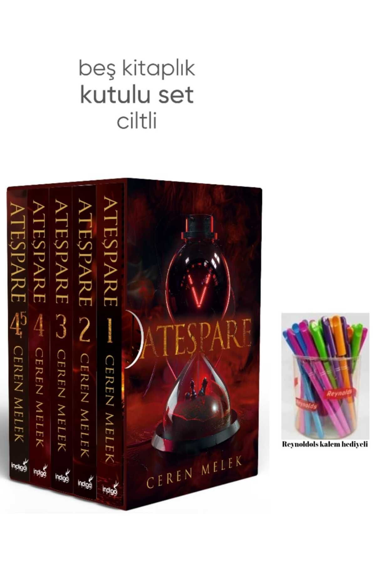 İndigo Kitap Ateşpare Serisi Ciltli Kutulu Özel Set Renkli Kalem Hediyeli