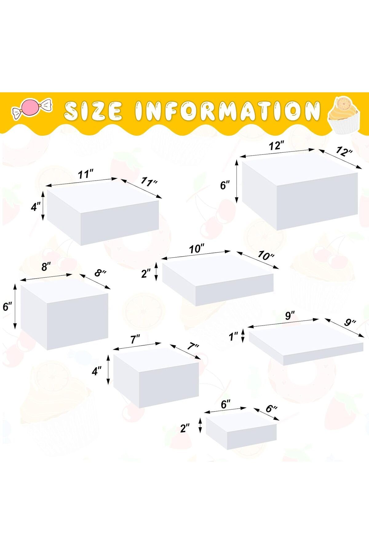 Generic-7 قطع من صناديق العرض الأكريليكية ذات المكعب الأكريليكي، صندوق أكريليك 5 جوانب مع قاع مجوف، 7 مقاسات (أبيض) 3