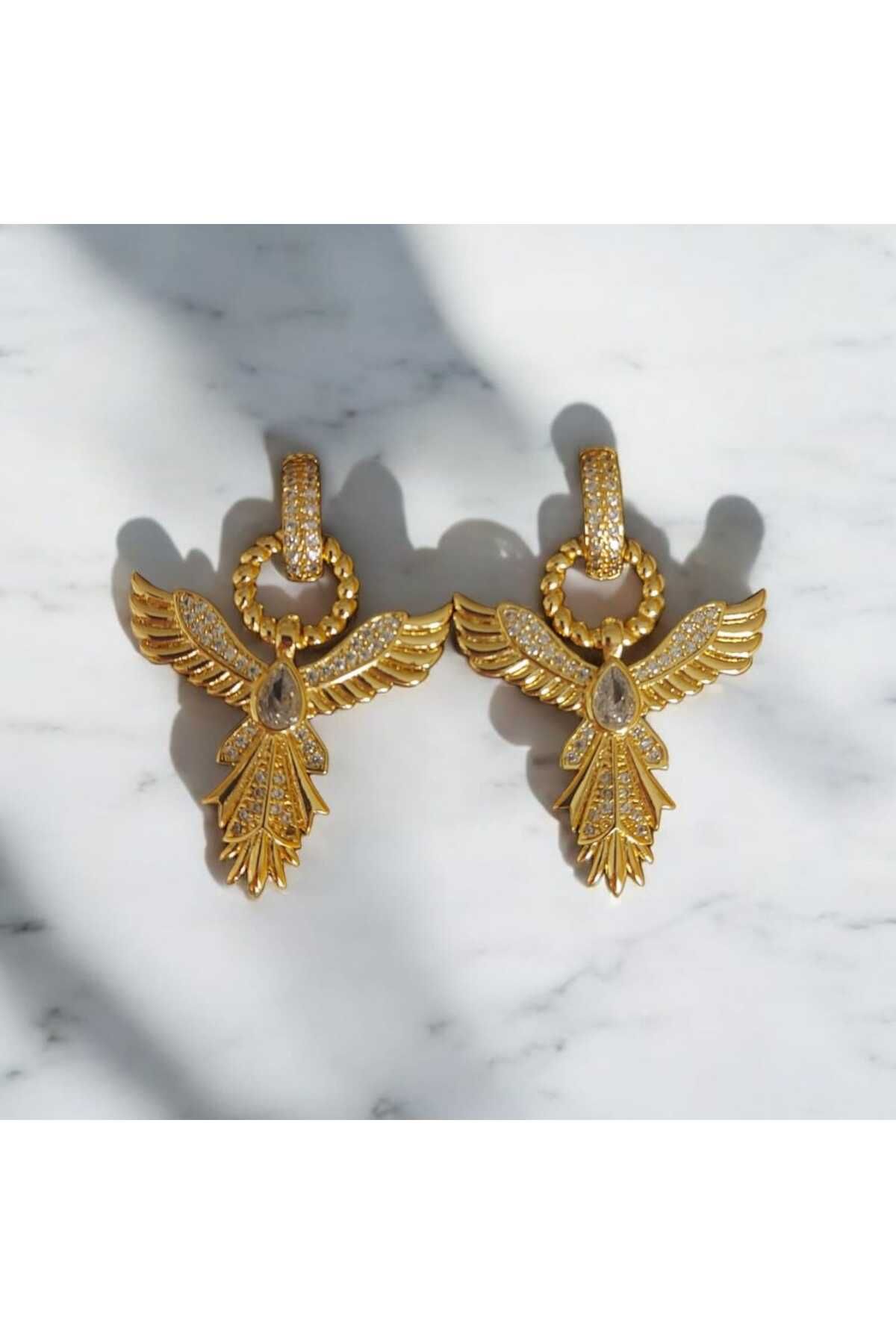 staınless steel RUSECA JEWELRY ZİRKON TAŞ DETAYLI ANKA KUŞU GOLD