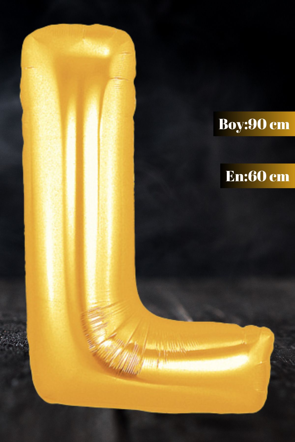Hane Dostu Gold Renk 90 CM Helyum Uyumlu L Harfi Folyo Balon