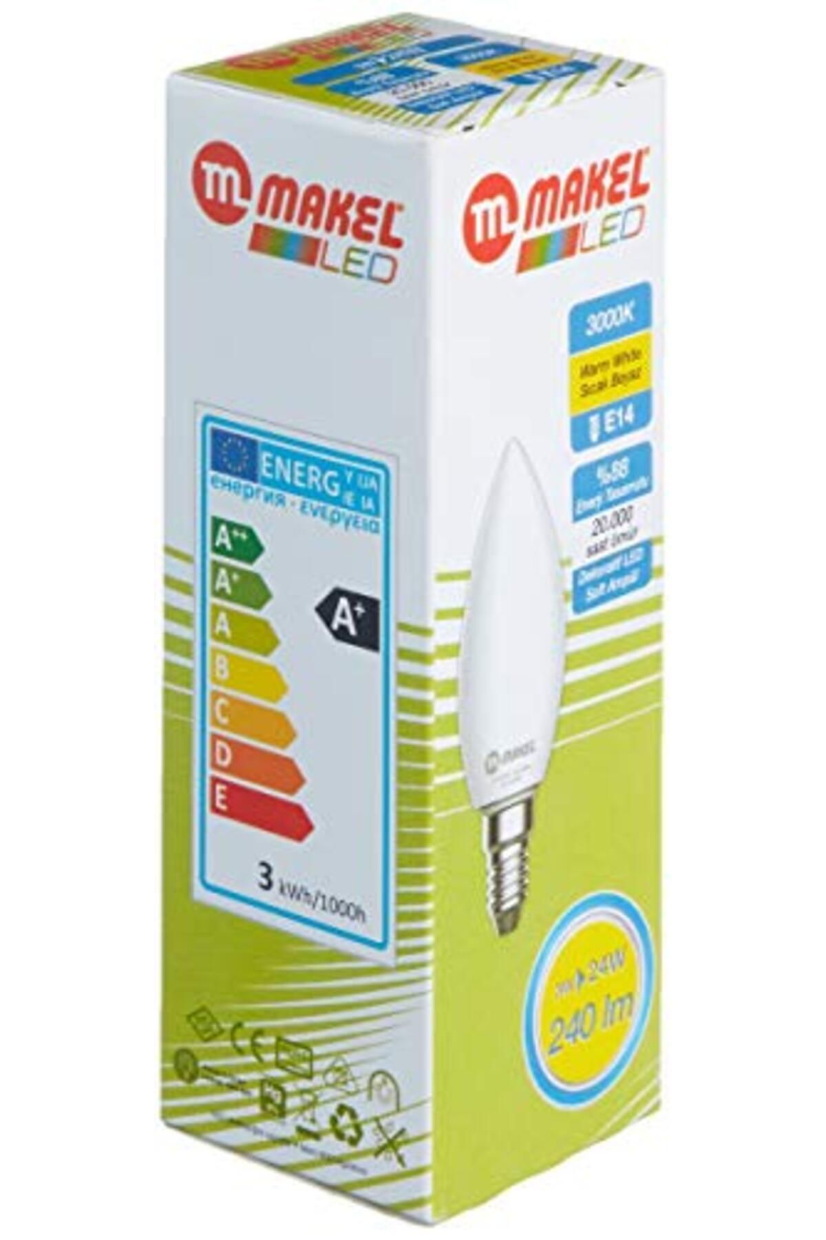 ShopZum Makel Led Ampul, 3 W, Buji Tipi 3000 K, Beyaz