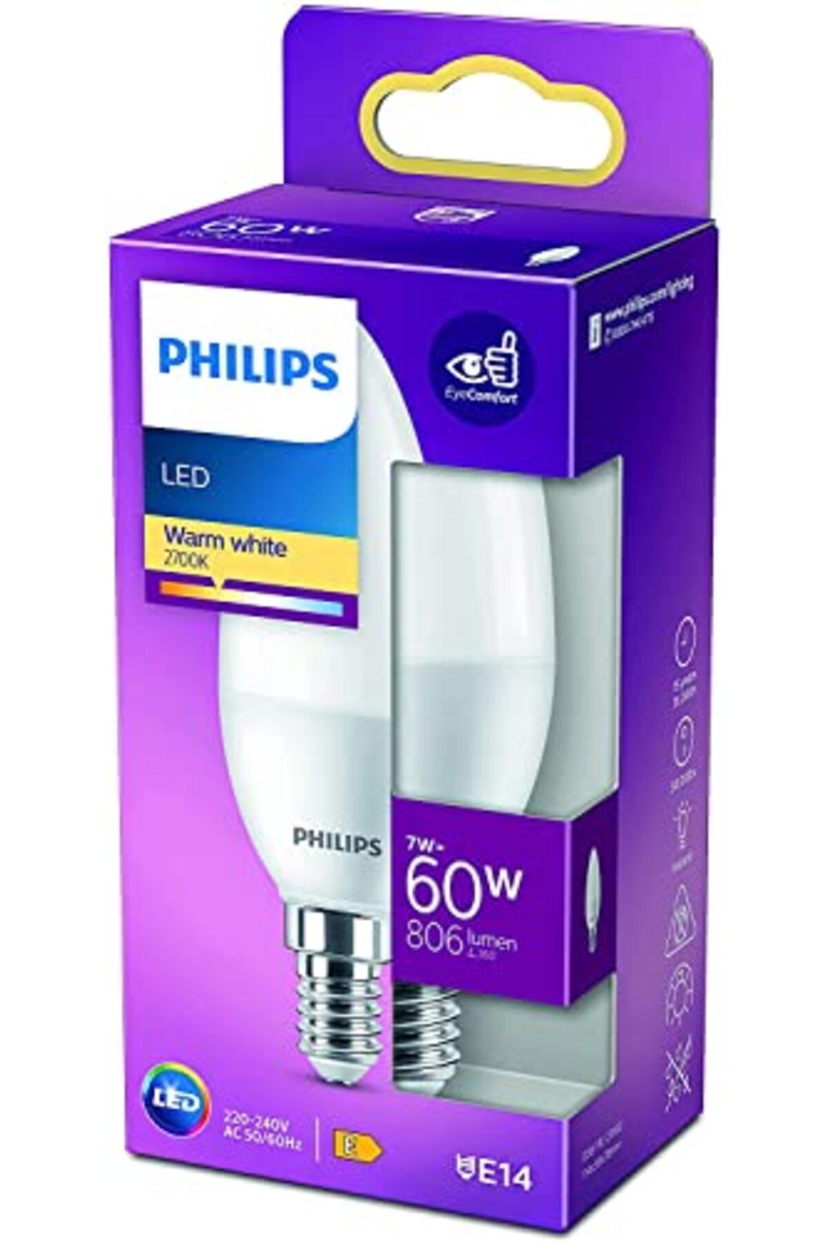 ShopZum Led 60W B38 E14 Mum Tipi Sarı Işık Dim Edilmez Ampul