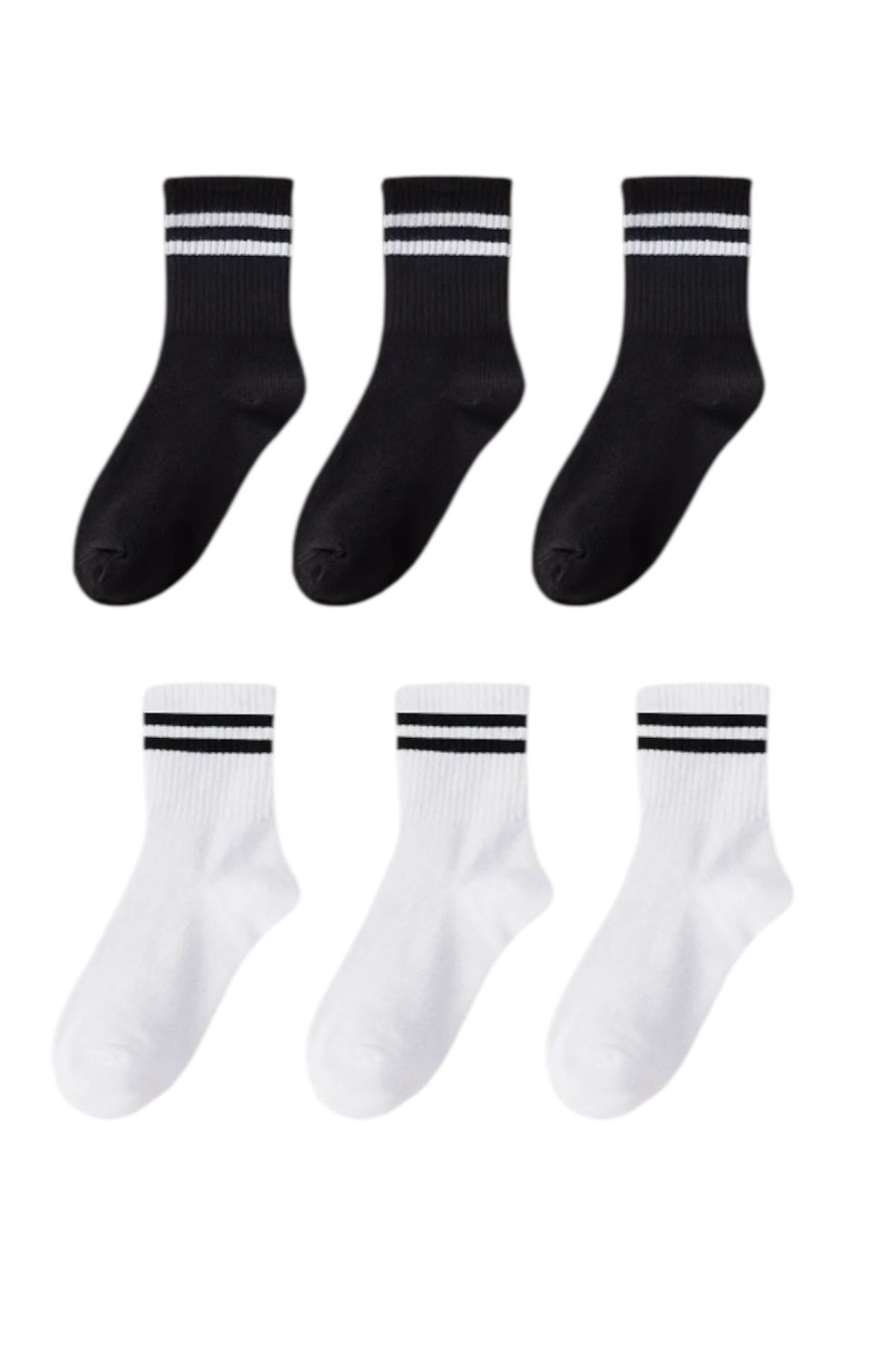 GRİMNİR SOCKS Unisex 6’lı Çizgili Tenis Çorap