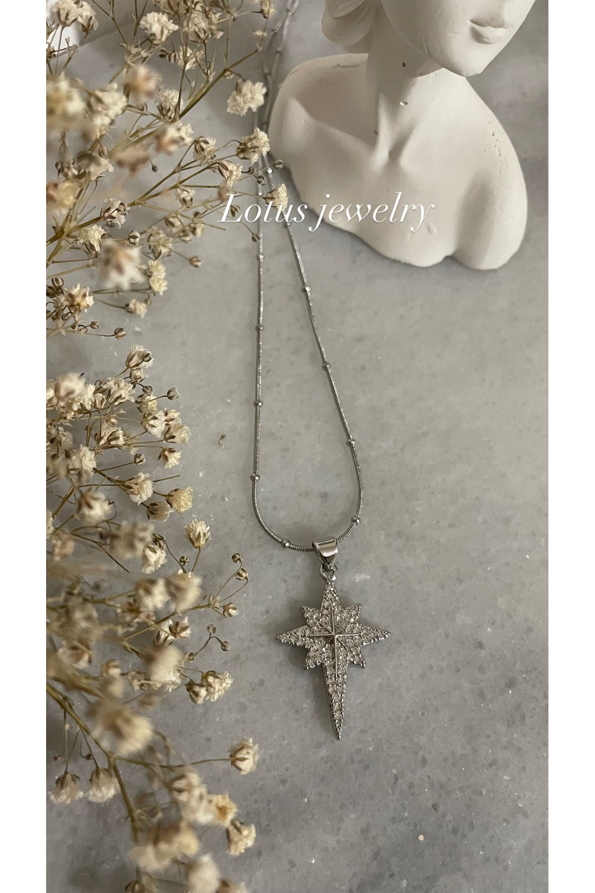Lotus Jewelry Kuzey Yıldızı çelik kolye