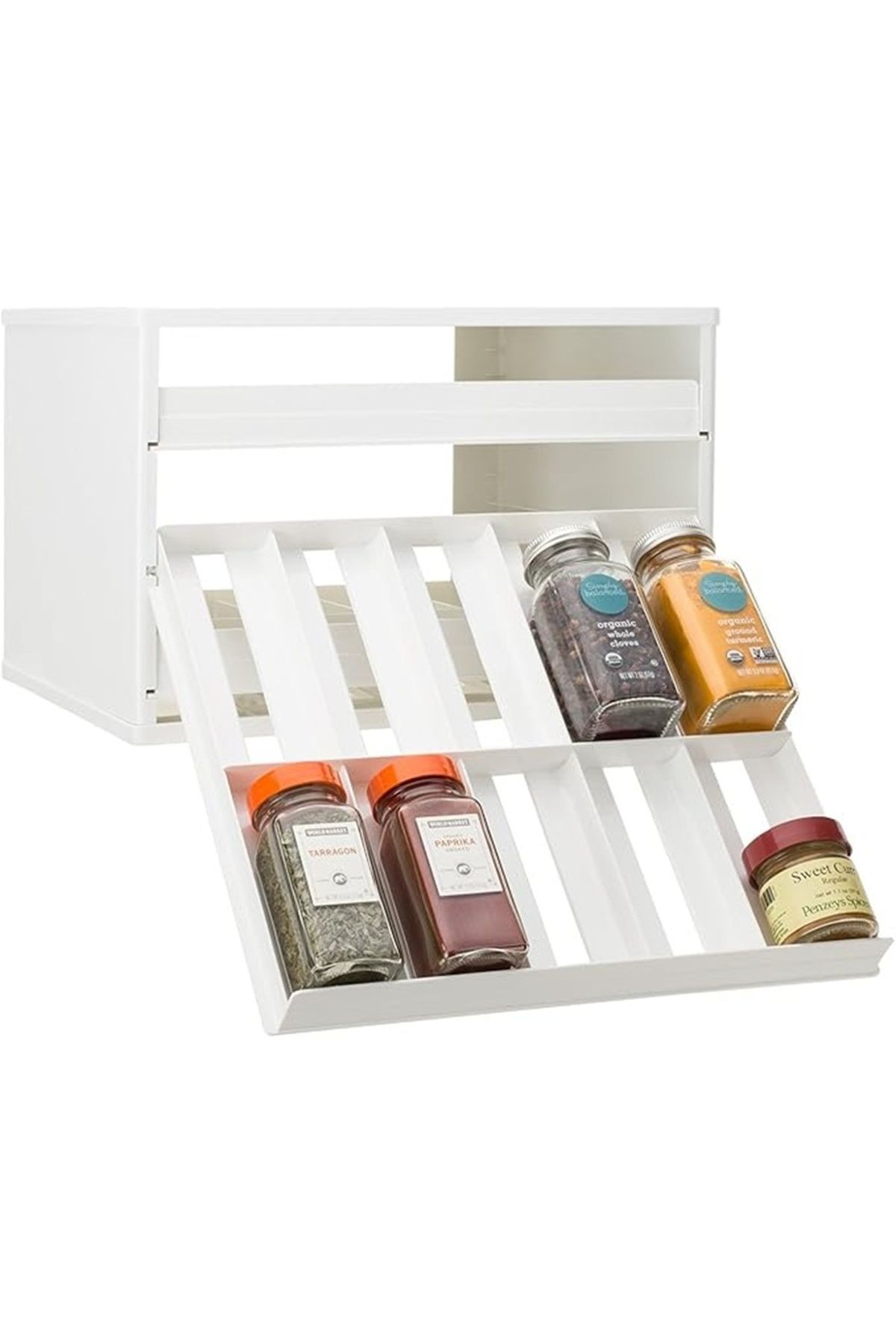 rexa-Spice Stack 30 Bottle Spice Organizer with Universal Drawers, White 4