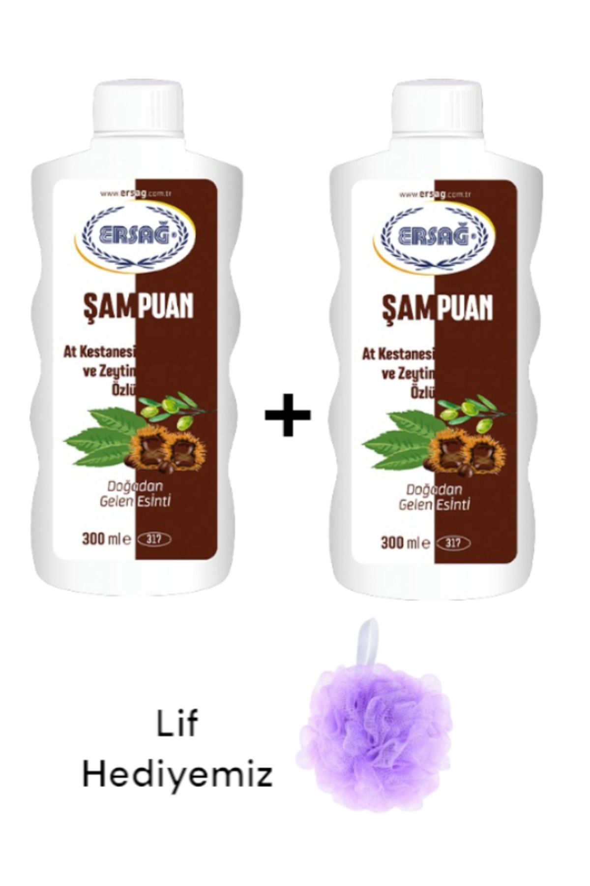 Ersağ At Kestanesi ve Zeytin Özlü Şampuan 300 ML 2xadet - ( Lif Hediye'li ) 317-20