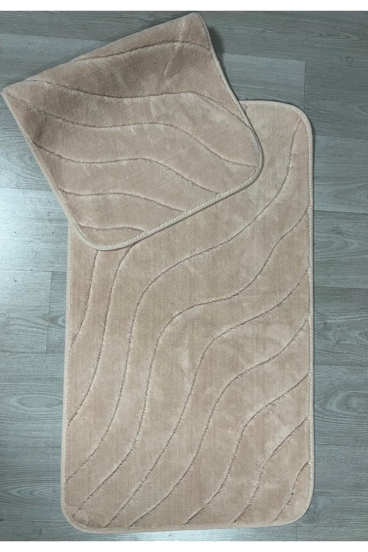 Çelsa Home Pamuklu 2'li Banyo Paspas Takımı Dalga Desen Bej