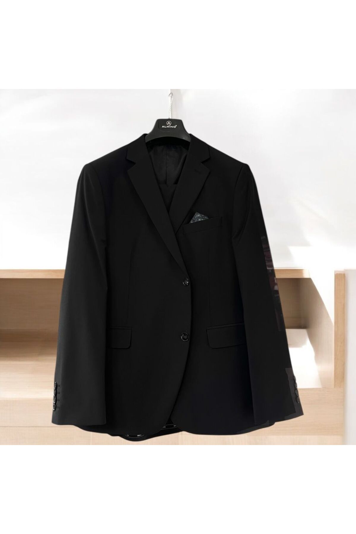 Butik Klasik Kesim Büyük Beden Siyah Baba Takım Elbise Düğünlük Nişanlık