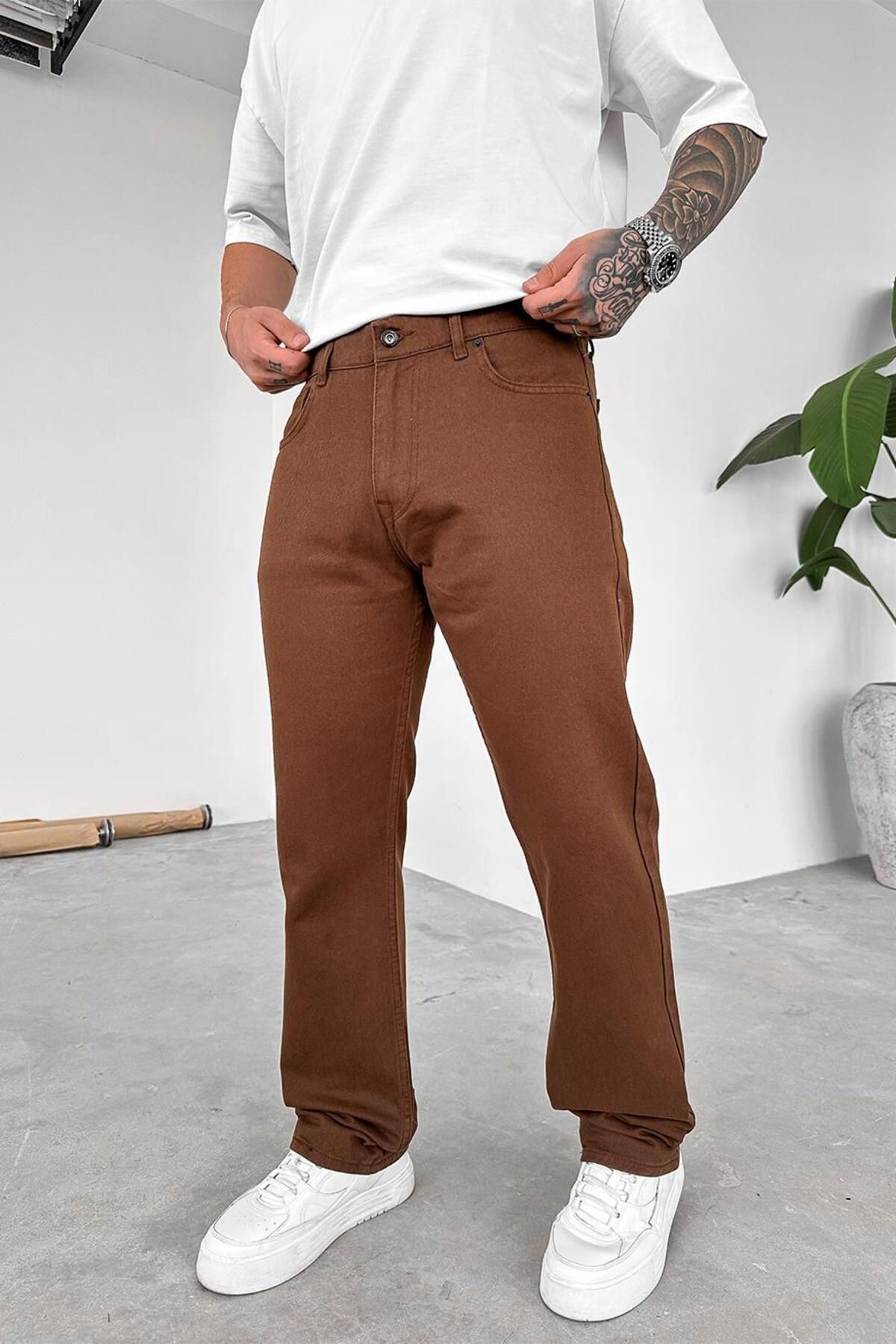 HAFKAGİYİM Kahverengi Basic Premium Baggy Pantolon
