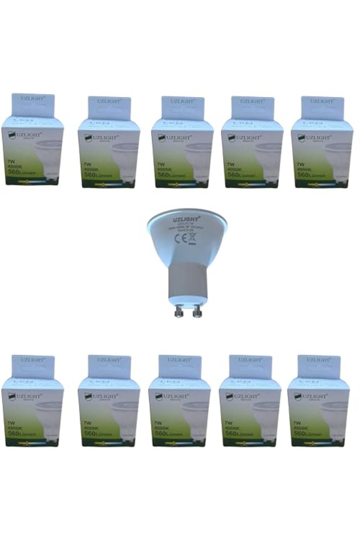 ShopZum 10 Adet 7W 4000K Gu10 Duy 38° Gün Işığı Led Spot Ampul Uzlight