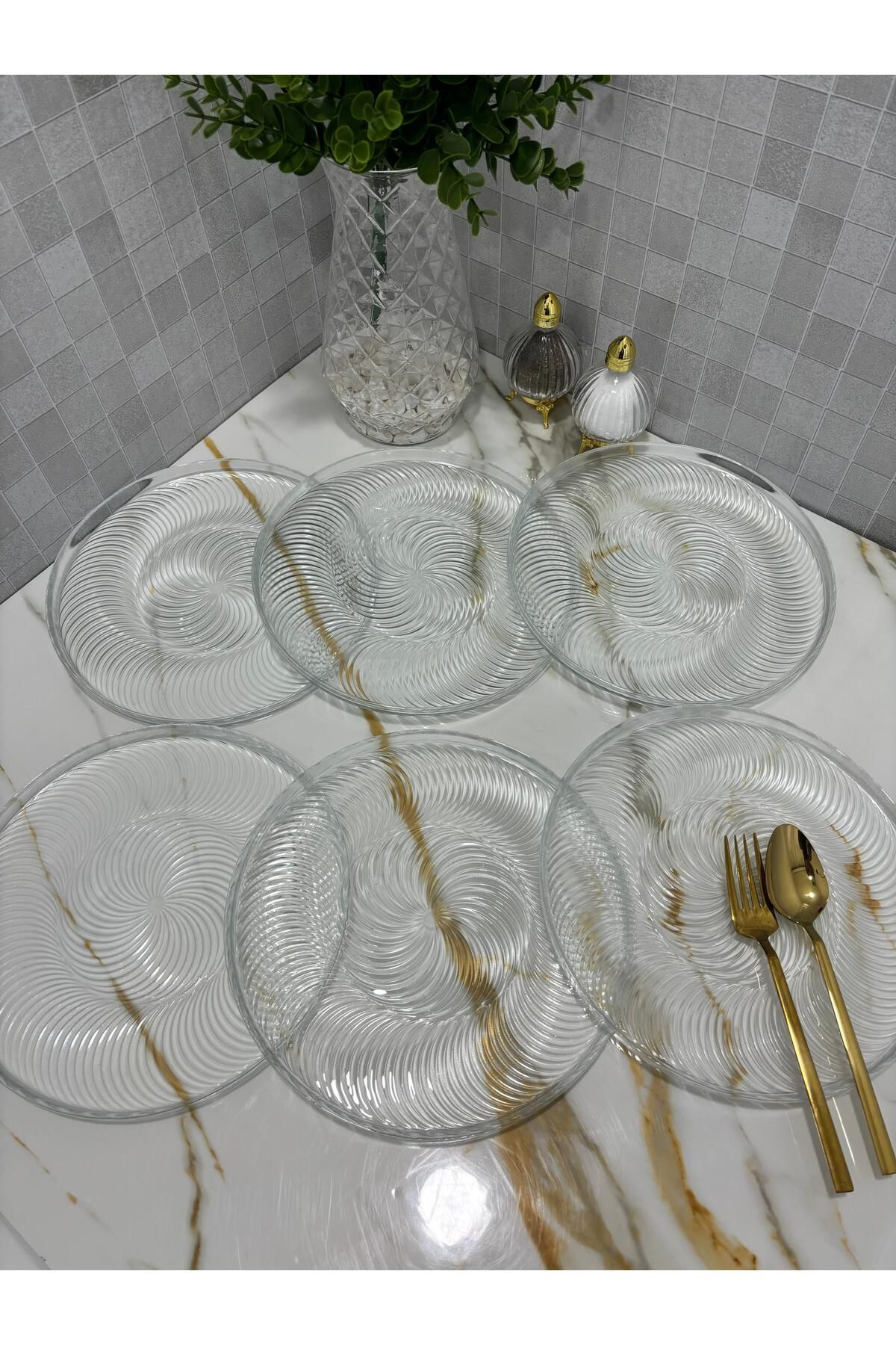 SOFRA STİL 6'lı 21 Cm Şeffaf Pasta Tabağı
