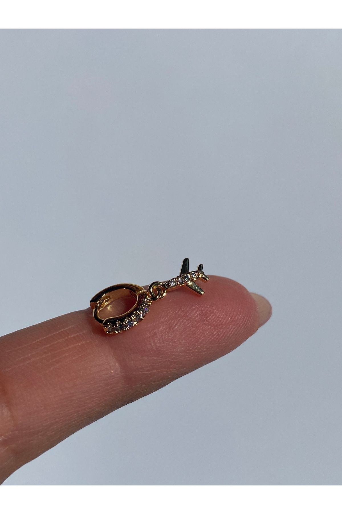 kurukafagift Çelik Halka Sallantılı Uçak Figürlü Piercing Helix Tragus 6 mm