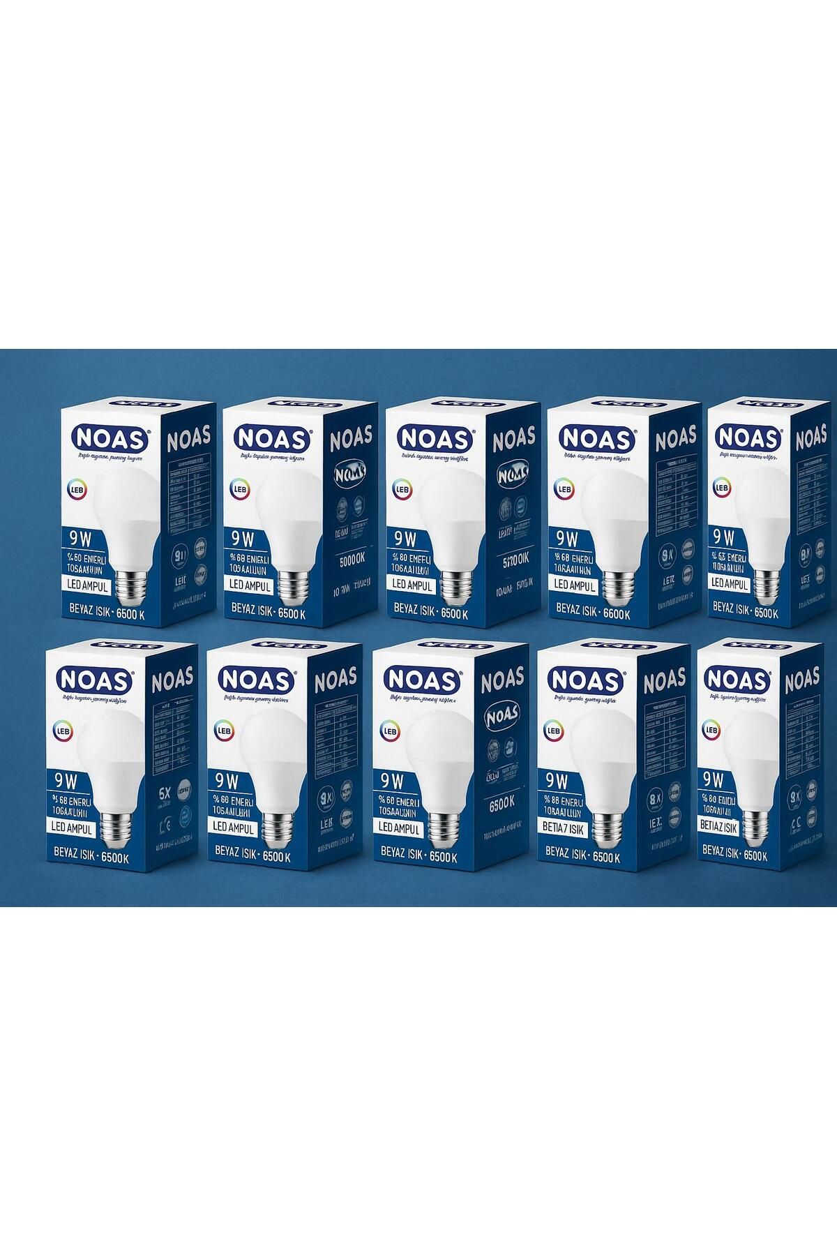 Noas Tasarufflu LED Ampul 9W 12 ' Li 6500 K Beyaz Işık %85 Tasarruf Uzun Ömürlü LED Ampul