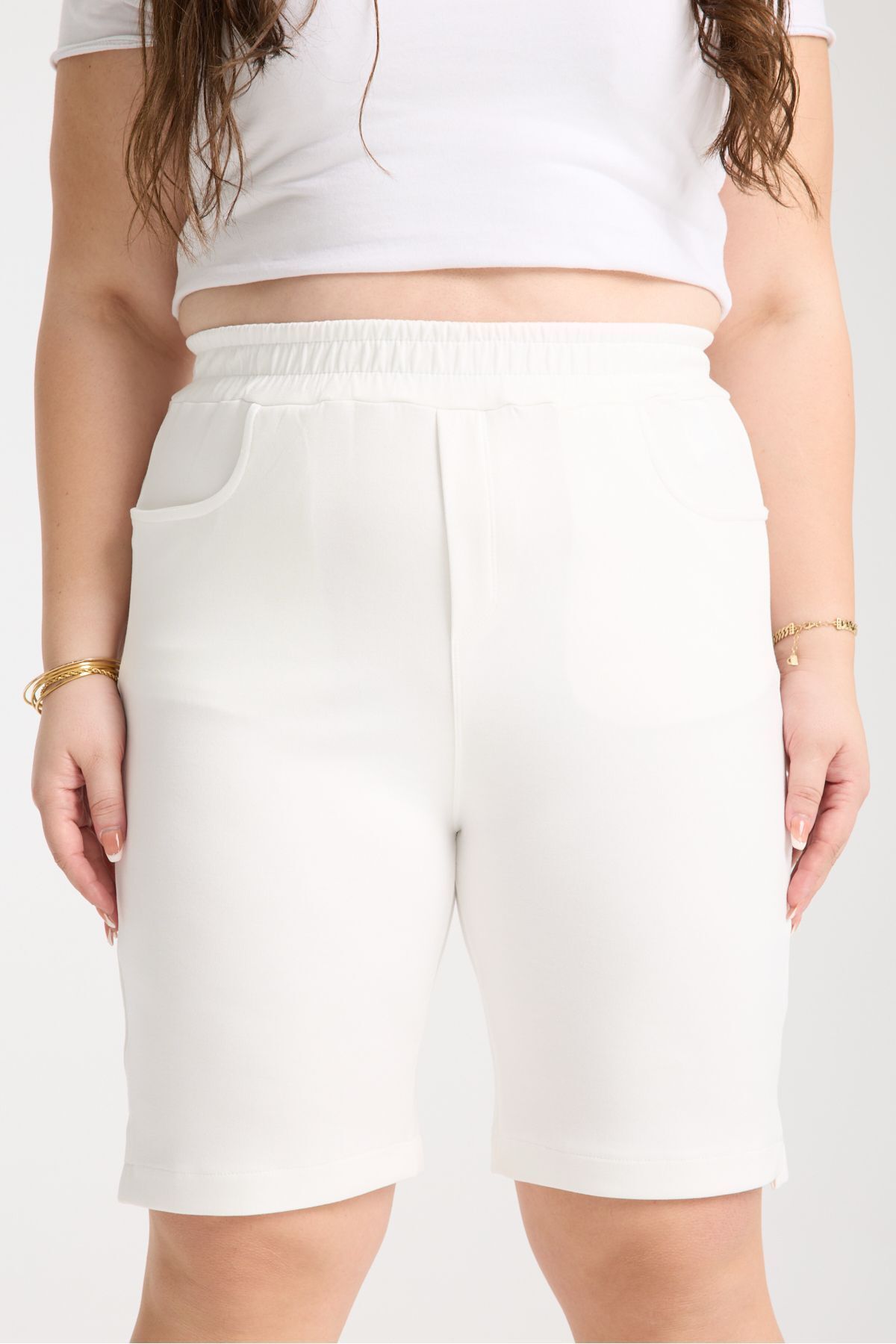SERRAXXL-Modal Fabric Large Size Slit Detail Comfortable Shorts 7