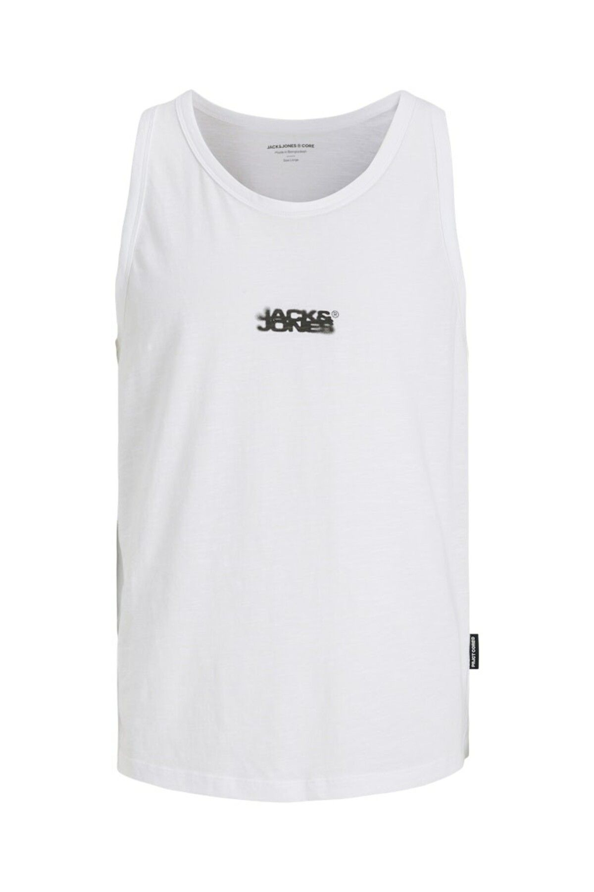 Jack & Jones Erkek Beyaz Jcosago Small Logo Slub Tank Top Atlet 12276727-Brightwhi