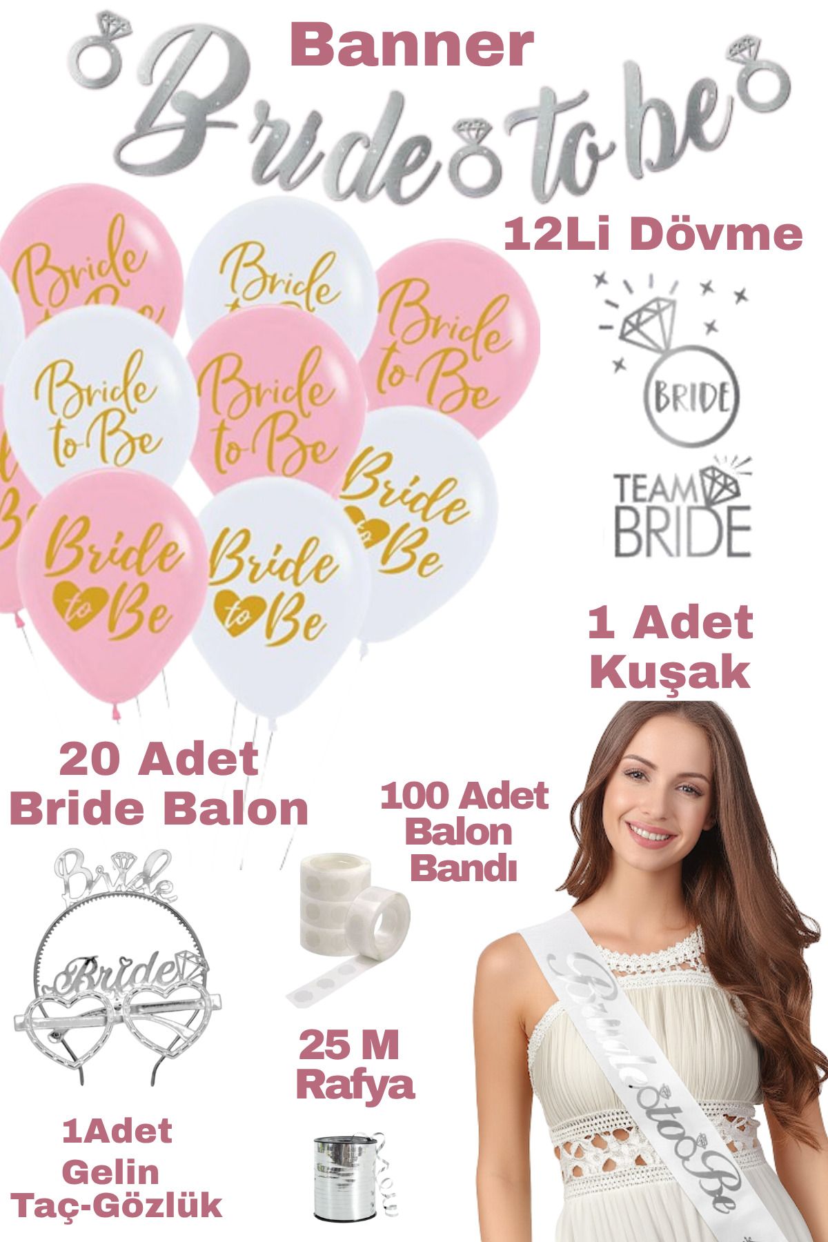 Baloncu Dede Bride To Be Gelin Bekarlığa Veda Parti Konsepti Malzemeleri Set Gelin Adayı Parti Set Bride Set