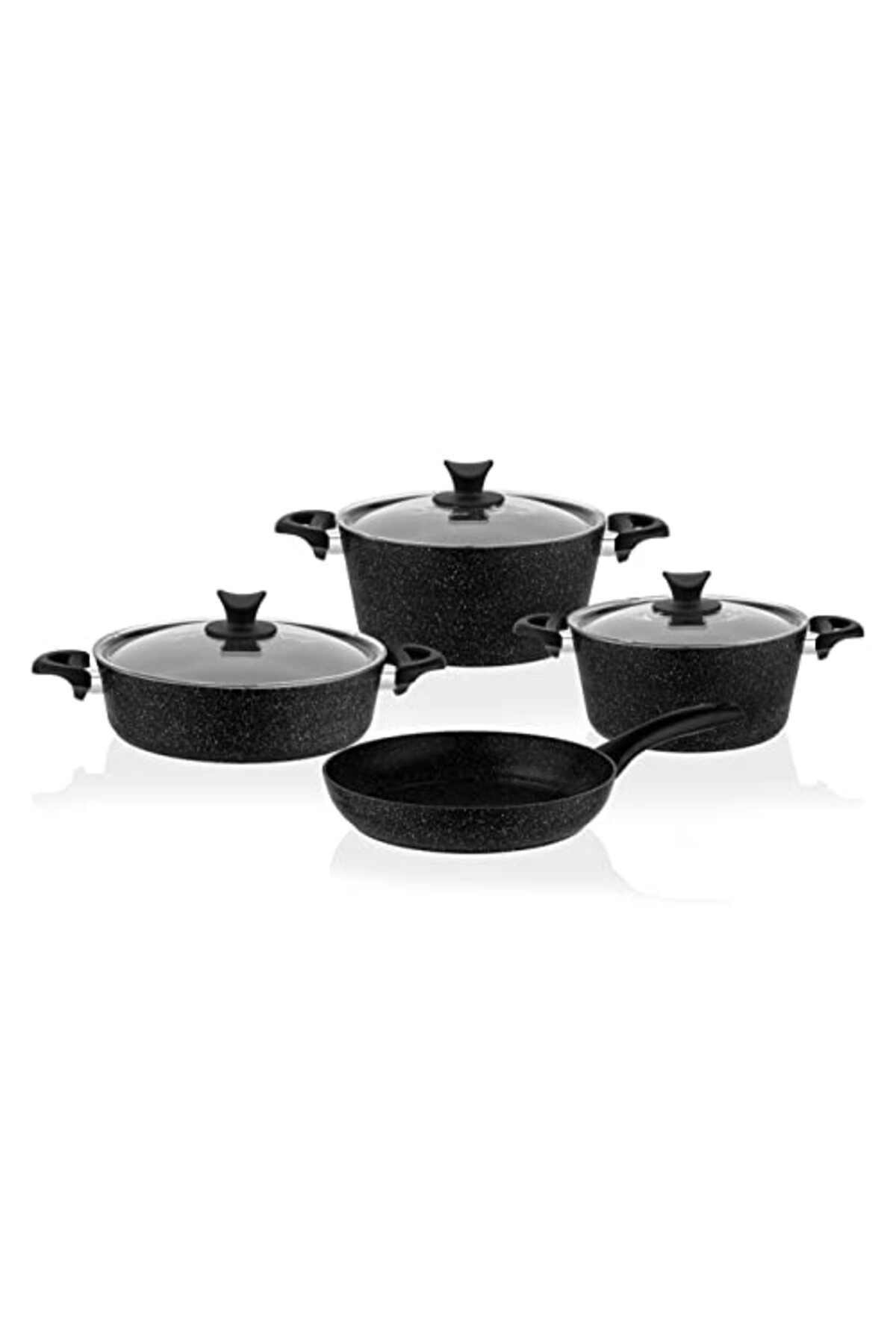 ShopZum Taç Tac-3455 Mastercook 7 Prç Granit Tencere Seti, Siyah