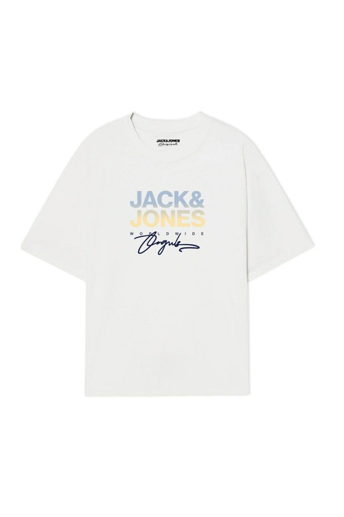Jack & Jones Erkek Beyaz Jorcanggu Tee Ss Crew Neck Fst Ln T-shirt 12281809-Brightwhi