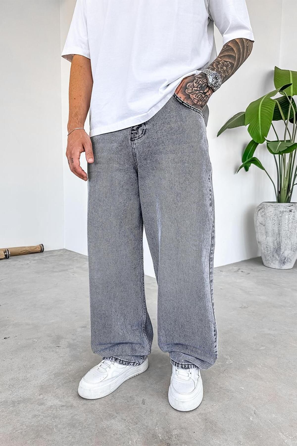 HAFKAGİYİM Gri Basic Old School Baggy Pantolon