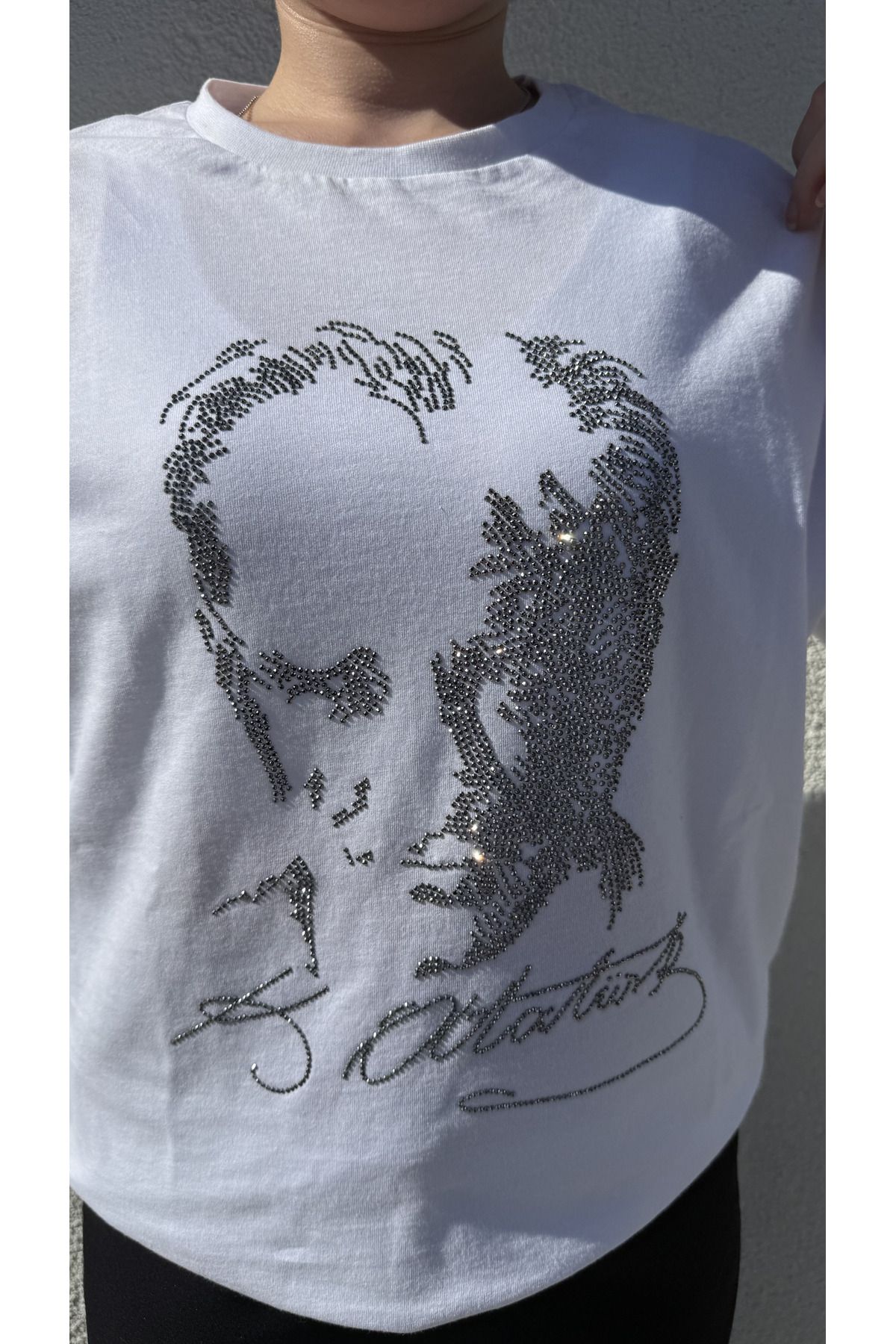 PIRILTISHOP Atatürk Detaylı Taşlı Tshirt