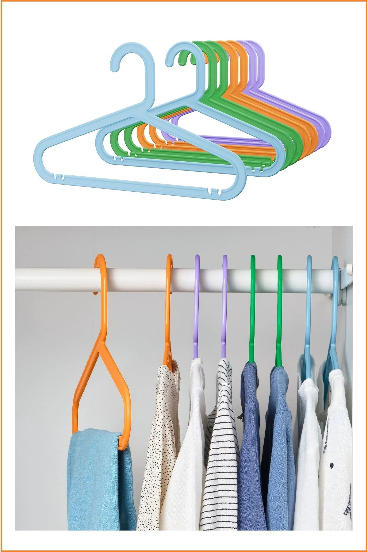 IKEA Çocuk Giysi Askısı, Renkli, 2x8 Adet