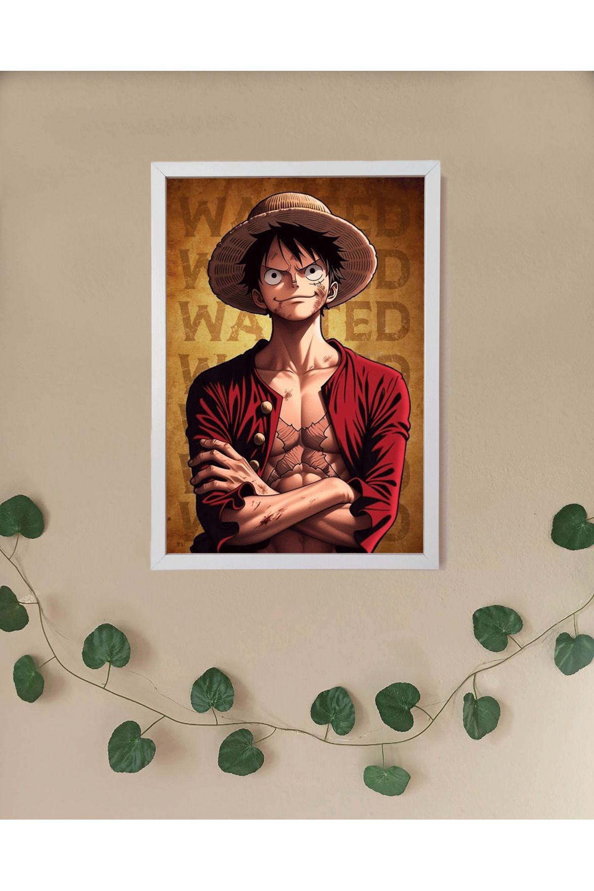 Nulivez Çerçeveli, One Piece Luffy Tasarımlı Dekoratif Tablo, 300 Micron Antireflecte Korumalı Tablo