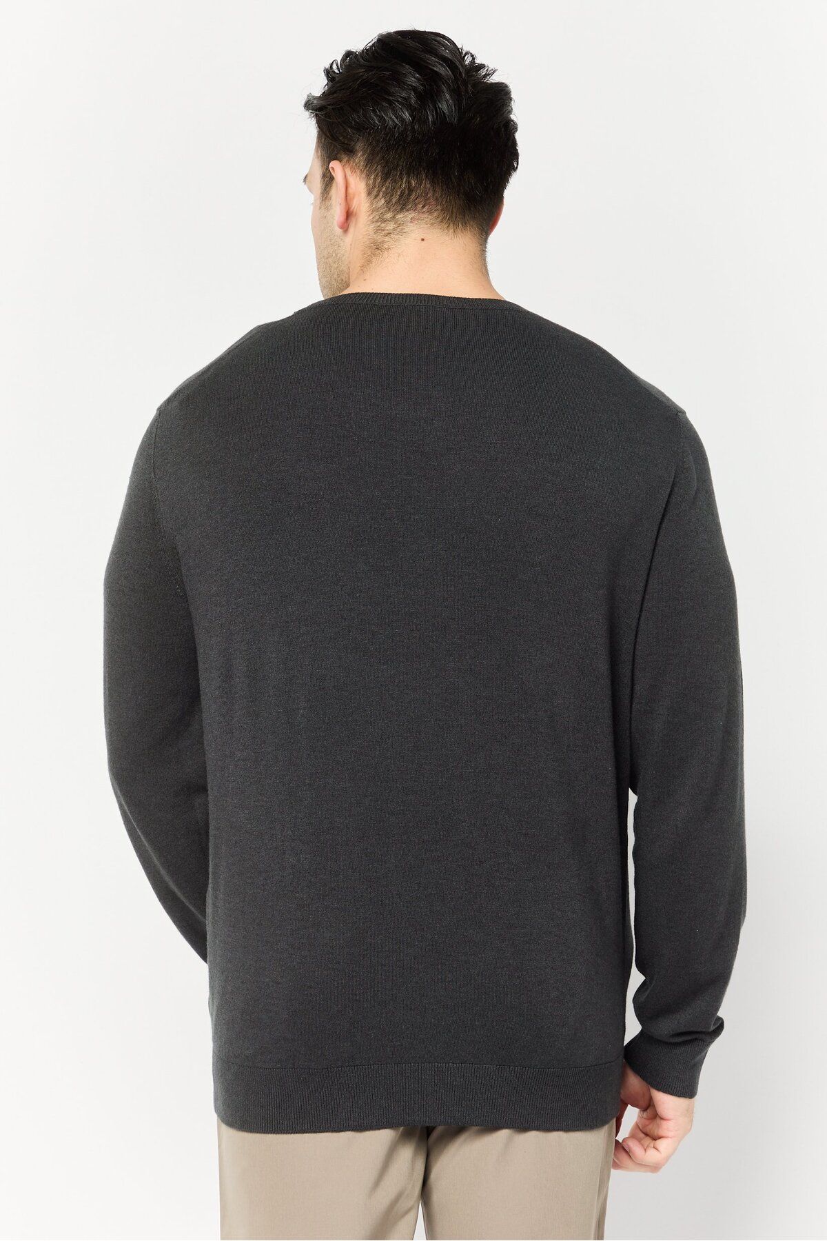 Lamborghini-Men Crew Neck Brand Logo Sweater, Grey 4