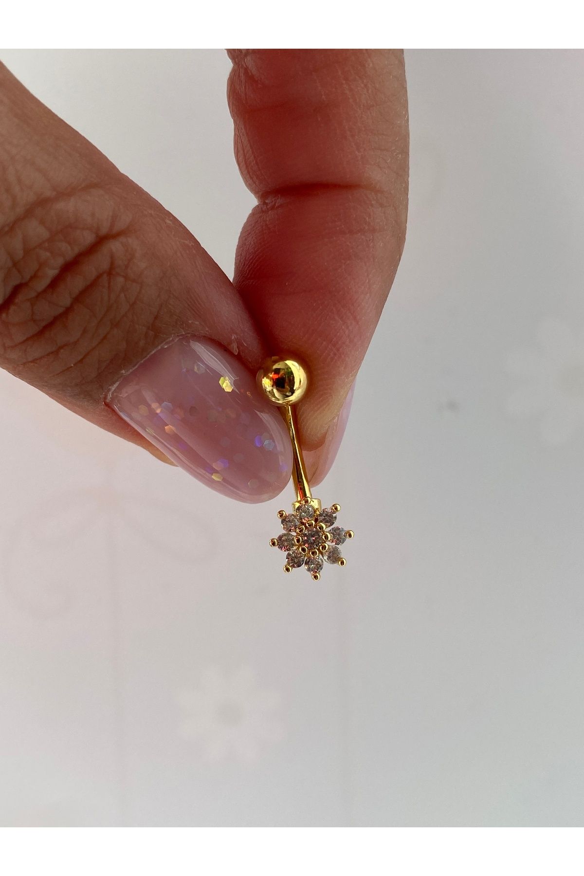 kurukafagift Çelik Göbek Piercing Mini Çiçek Papatya Figürlü Model