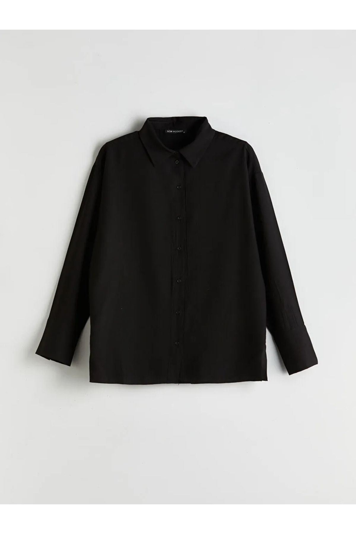 LC Waikiki LCW Modest Siyah Loose Fit Kadın Gömlek Tunik