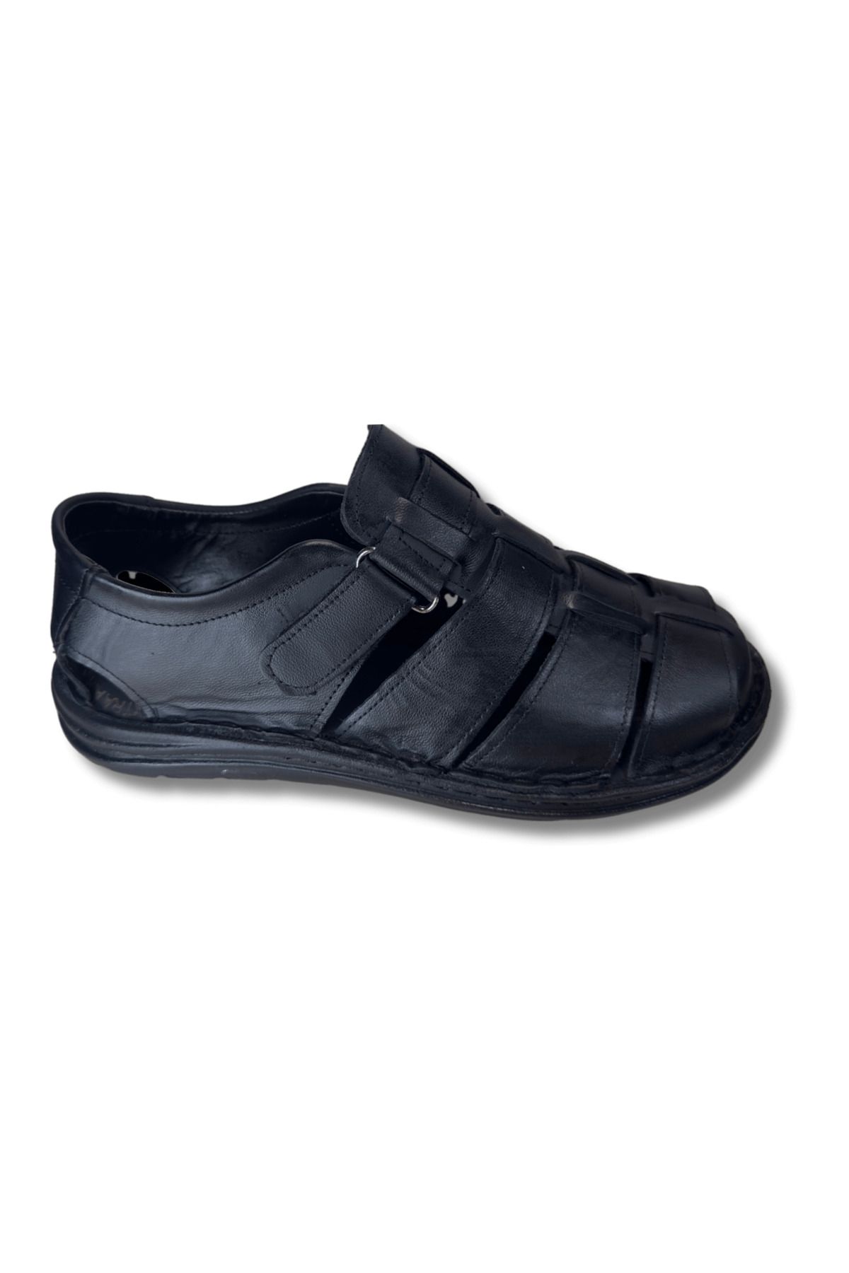 Comfort Siyah Hakiki Deri Erkek Sandalet Ayakkabı