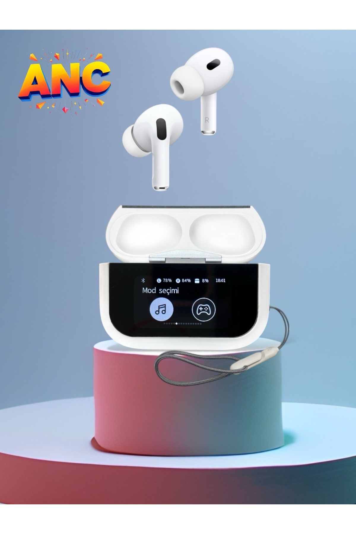 bestcase Dokunmatik Ekranlı Bluetooth Kulaklık Anc/Enc Tüm Özellikler Aktif Silikonlu Kulaklık