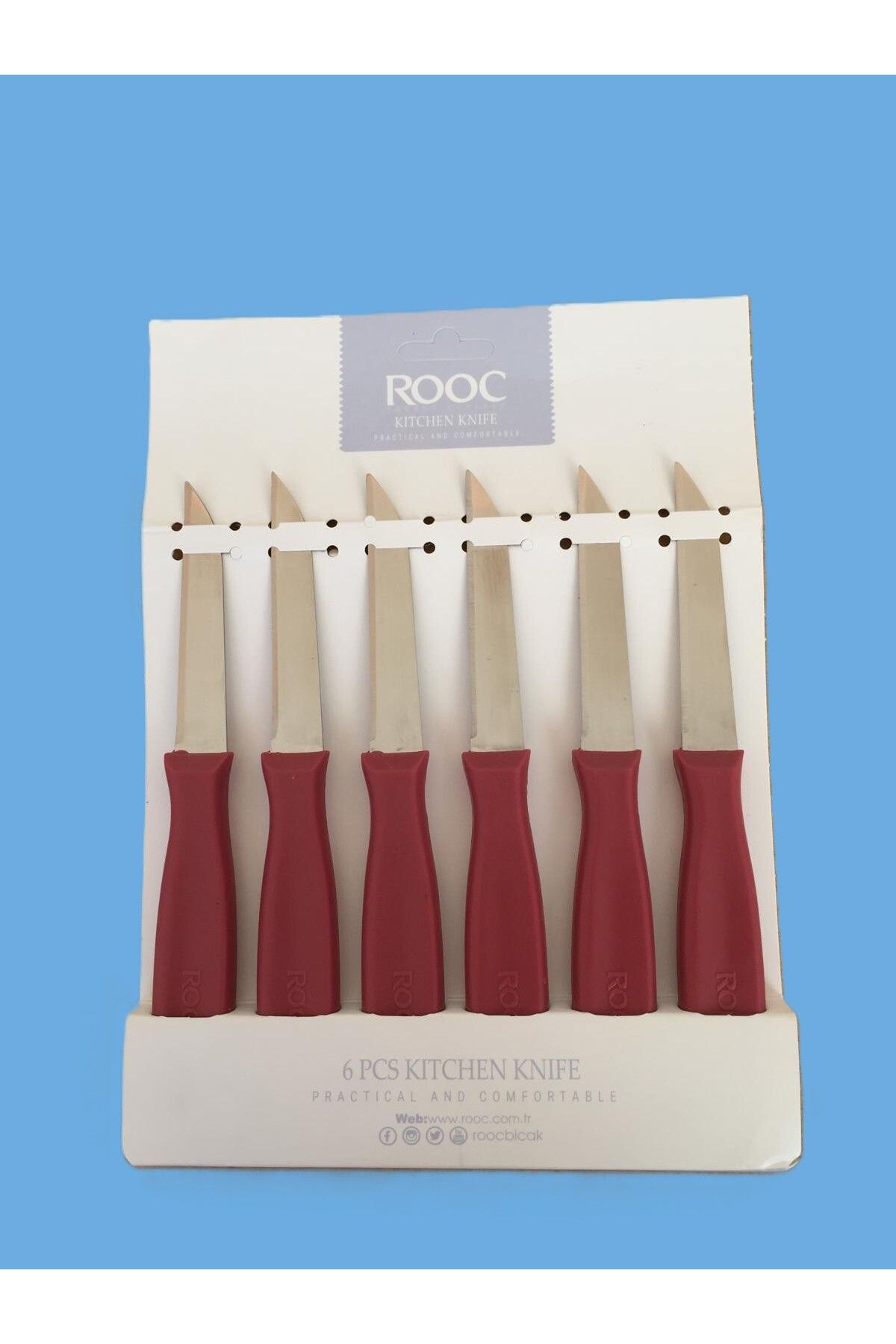 Rooc 6'lı Meyve Sebze Bıçak Seti & Bordo